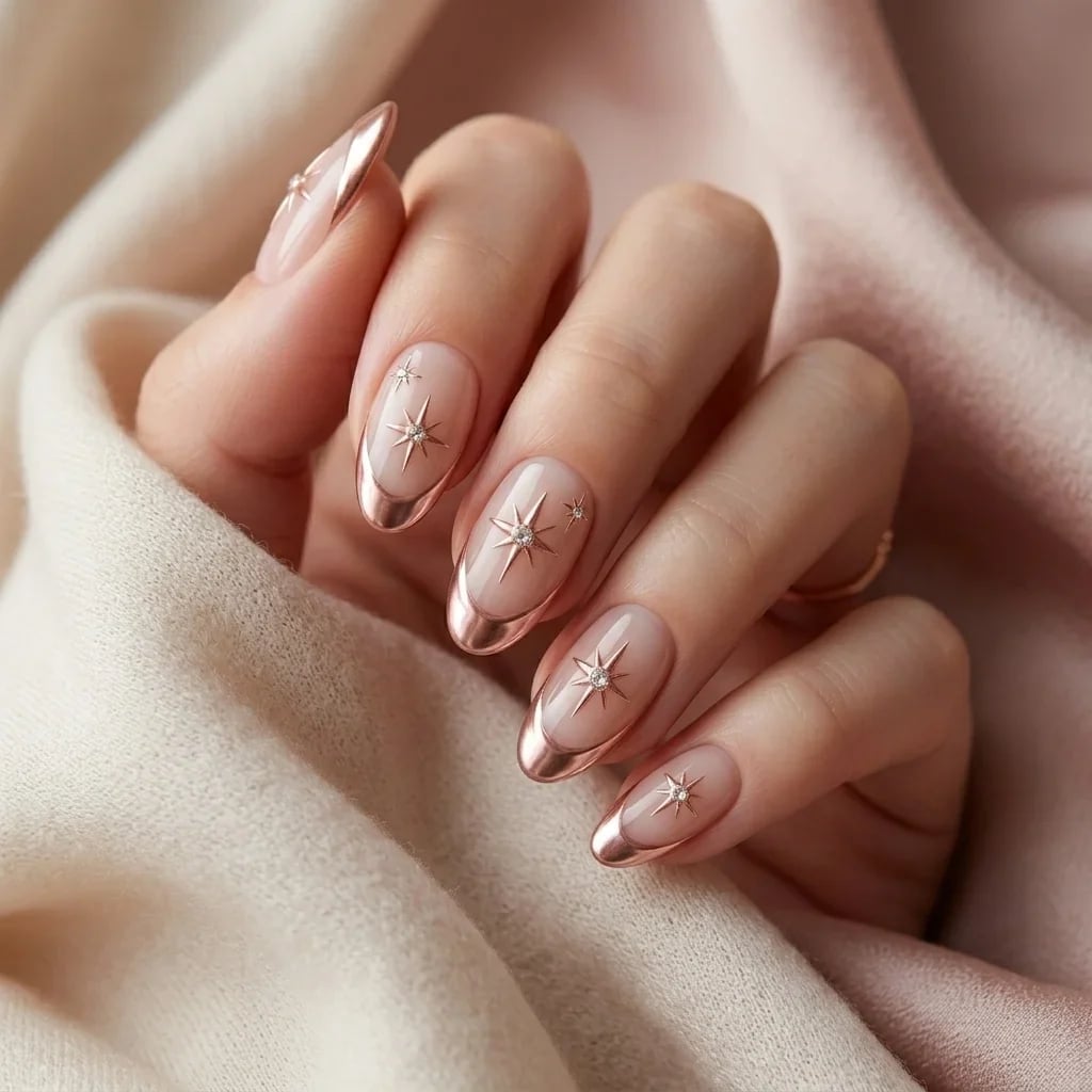 Short Almond Brown Bronze Cat-Eye Polka Dots Short Almond Brown Bronze Cat-Eye Polka Dots — Brown Almond Nails