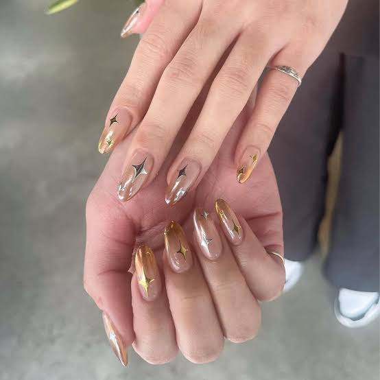 Deep Brown Copper Chrome Sharp Almond Nails Deep Brown Copper Chrome Sharp Almond Nails — Brown Chrome Nails