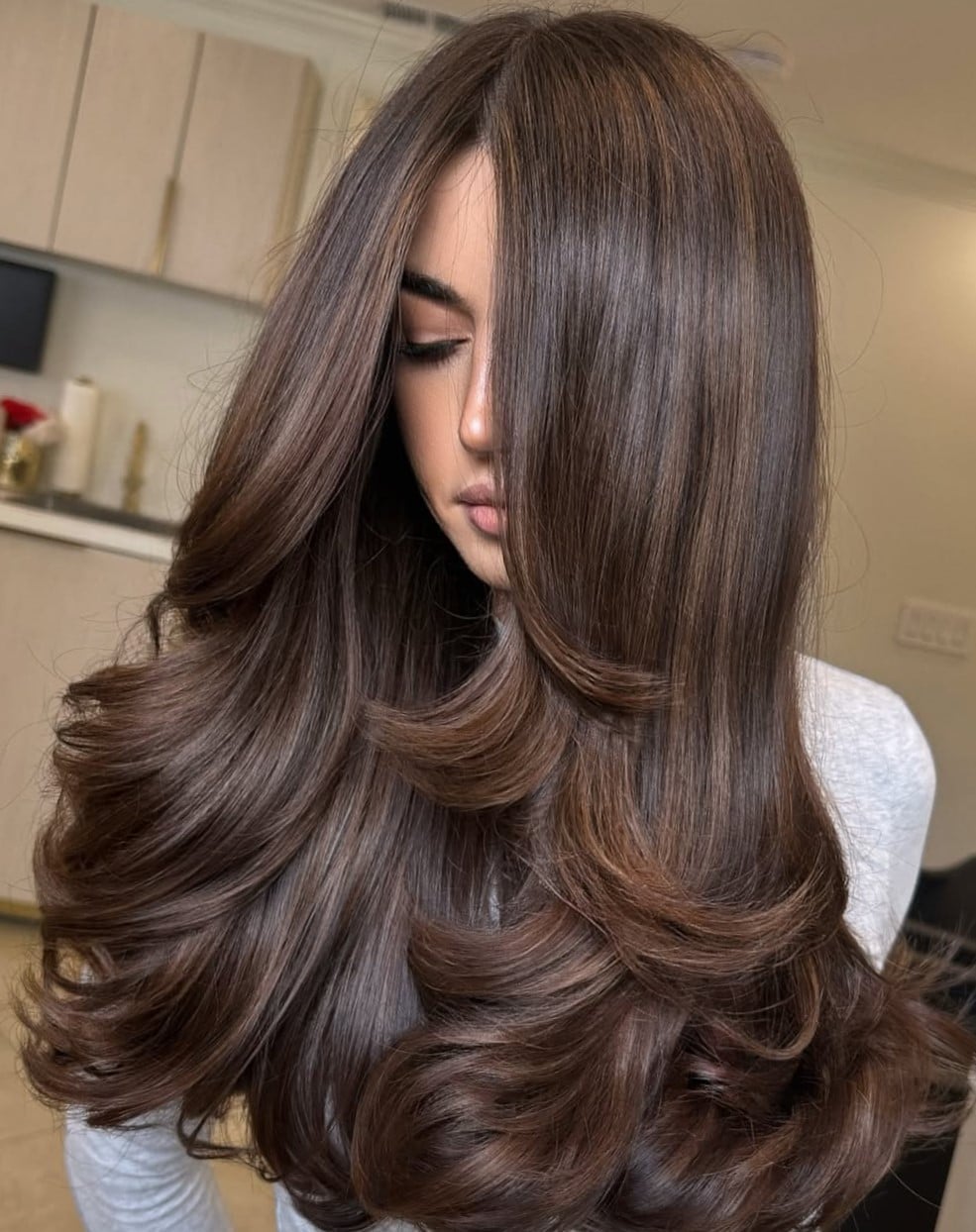 Glossy Dark Brown Mid-Back Length Glossy Dark Brown Mid-Back Length — Brown Hair