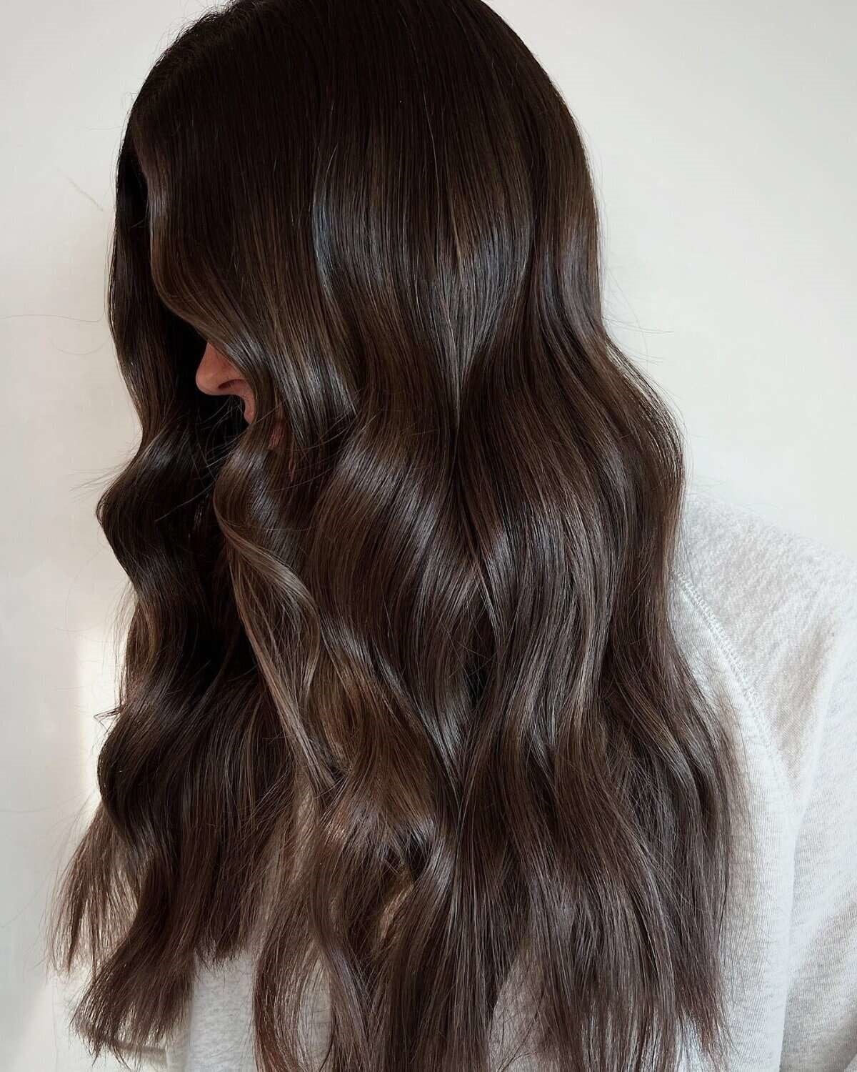 Rich Dark Chocolate Brown With High Gloss Rich Dark Chocolate Brown With High Gloss — Brown Hair Color