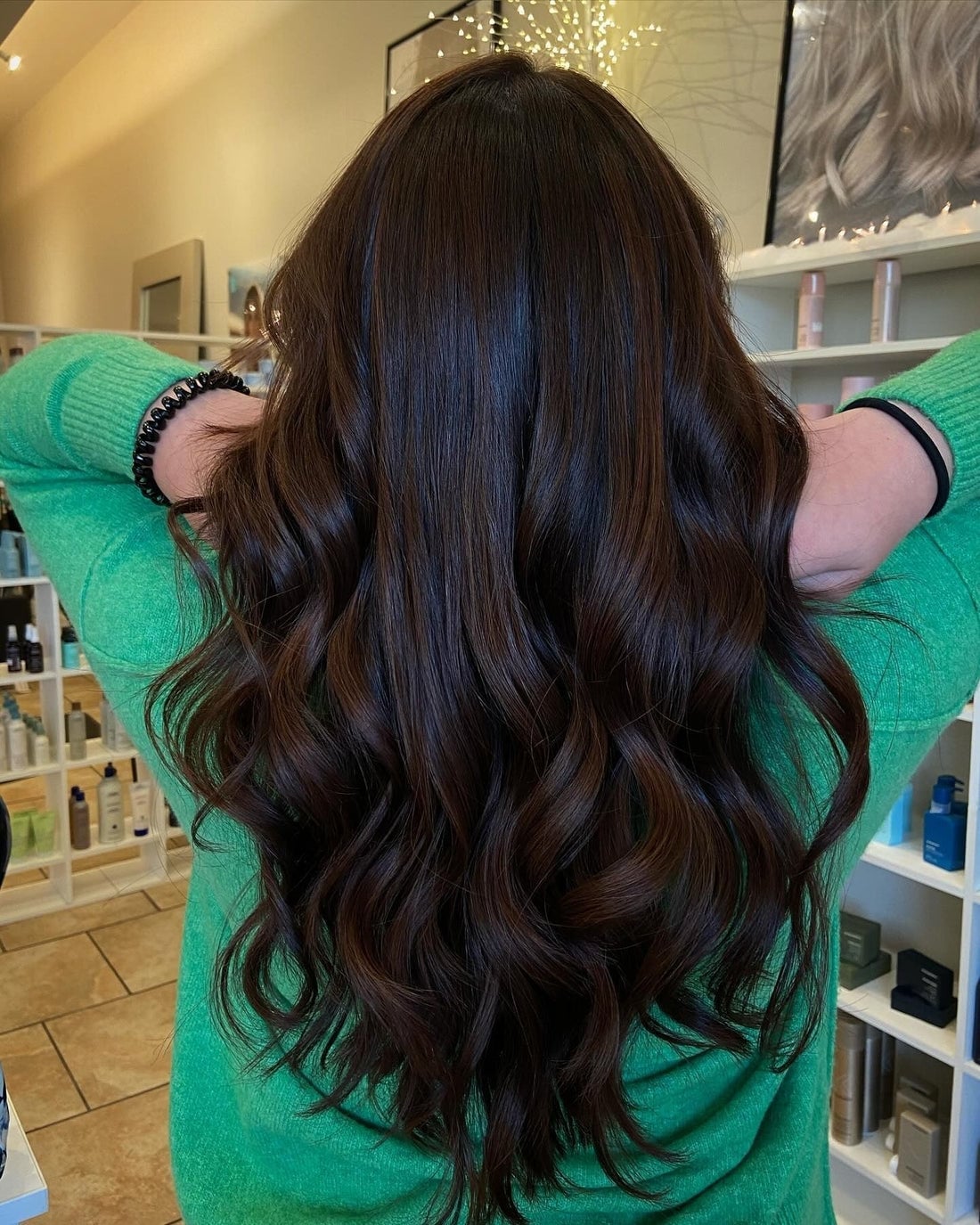 Deep Chocolate Brown With Glossy Waves Deep Chocolate Brown With Glossy Waves — Brown Hair Color
