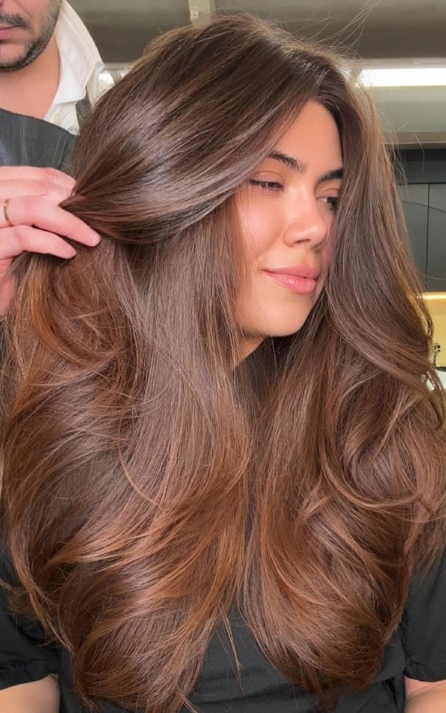 Medium Brown With Subtle Warm Highlights, Mid-Back Medium Brown With Subtle Warm Highlights, Mid-Back — Brown Hair Color