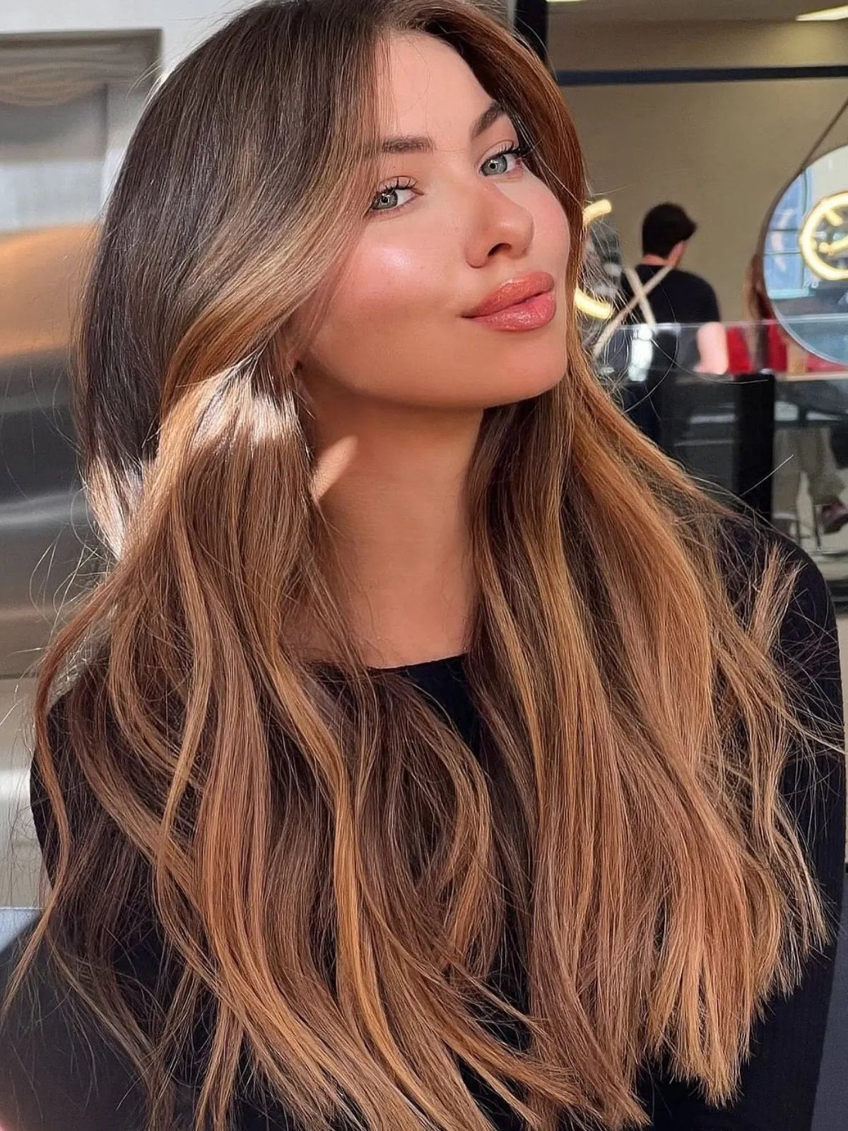 Long Chocolate Brown With Subtle Highlights, Wavy Long Chocolate Brown With Subtle Highlights, Wavy — Brown Hair Color