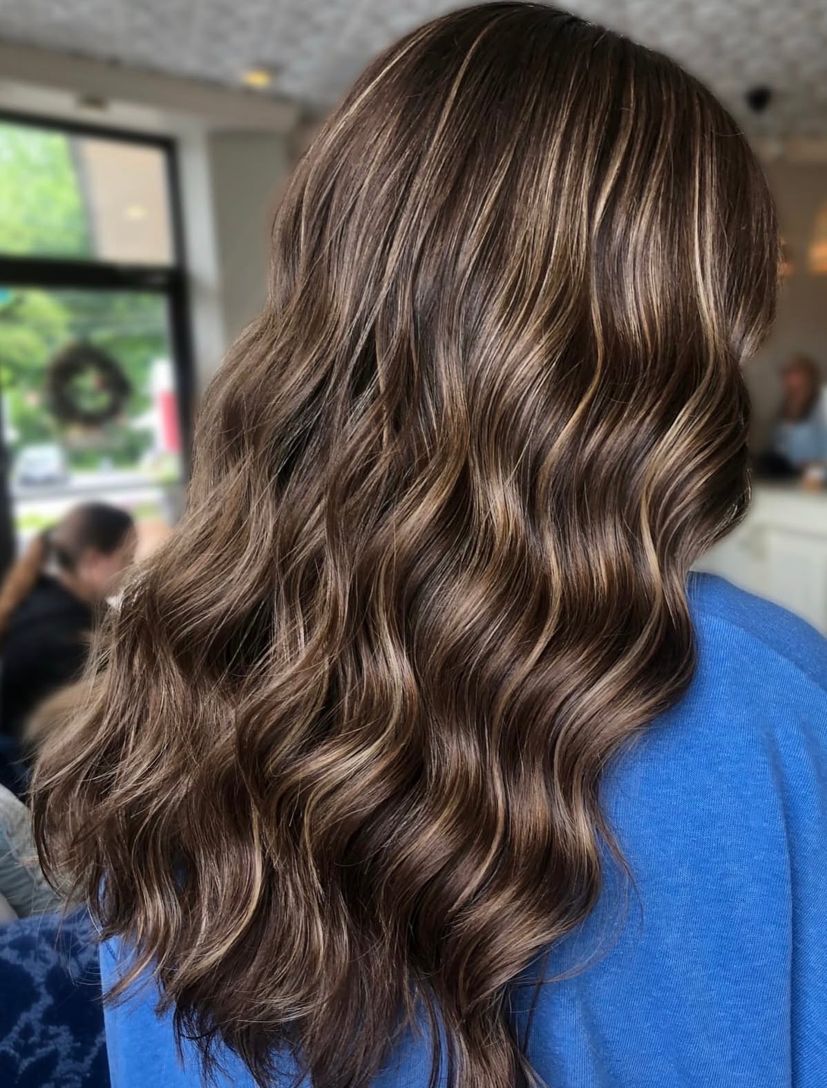 Dark Brown With Blonde Highlights, Mid-Back Dark Brown With Blonde Highlights, Mid-Back — Brown Hair Color