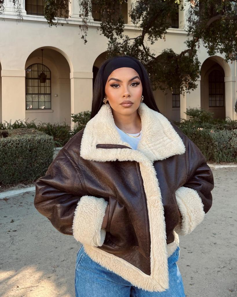 Brown Leather Jacket With Shearling Collar And Cuffs Brown Leather Jacket With Shearling Collar And Cuffs — Brown Leather Jacket Outfit