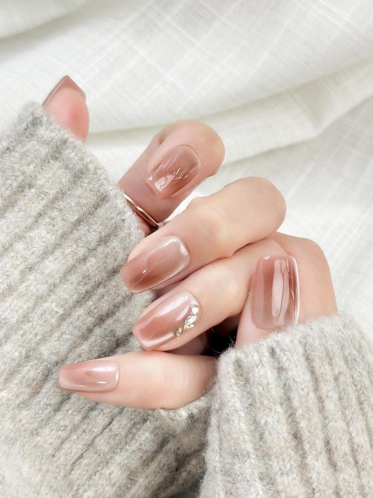 Short Square Shimmer Brown Gradient Short Square Shimmer Brown Gradient — Brown Ombre Nails