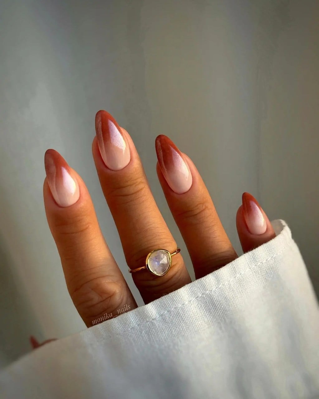 Long Almond Brown French Tip Nails Long Almond Brown French Tip Nails — Brown Ombre Nails