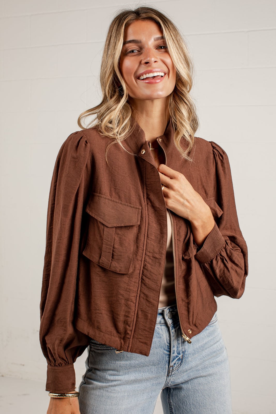 Brown Collared Top with Draped Cream Sweater Brown Collared Top with Draped Cream Sweater — Brown Top Outfits