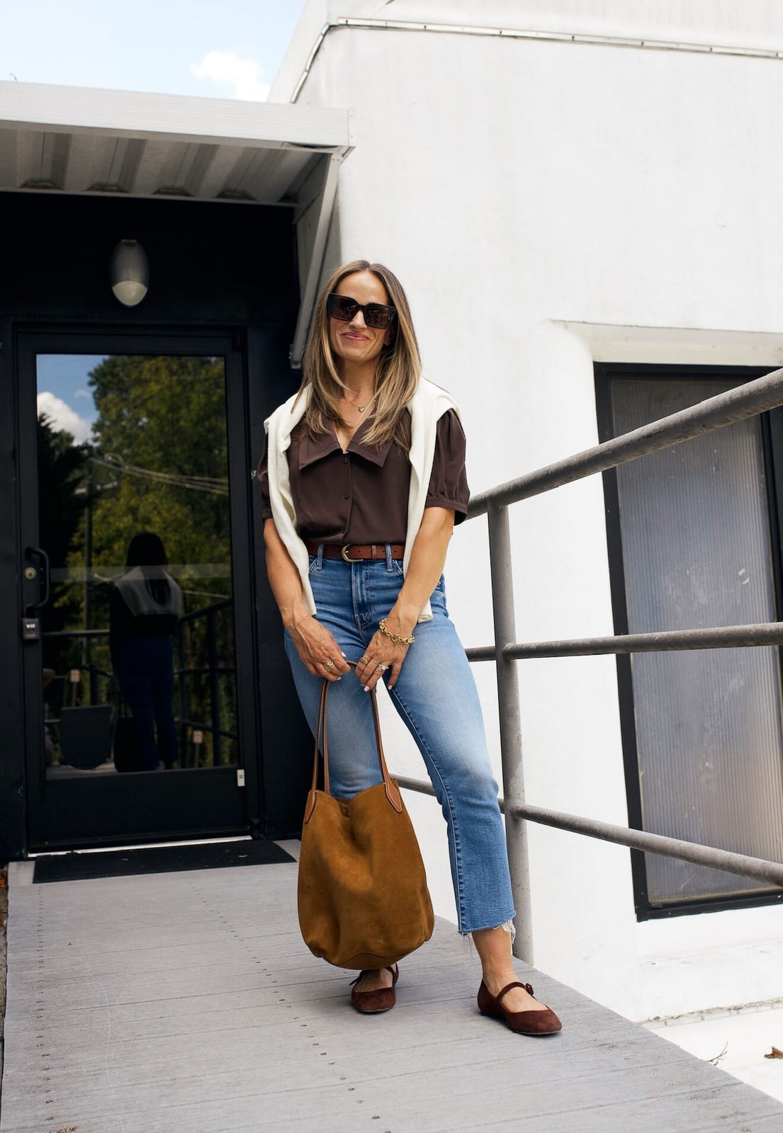 Casual Brown Bomber Jacket and Jeans Look Casual Brown Bomber Jacket and Jeans Look — Brown Top Outfits