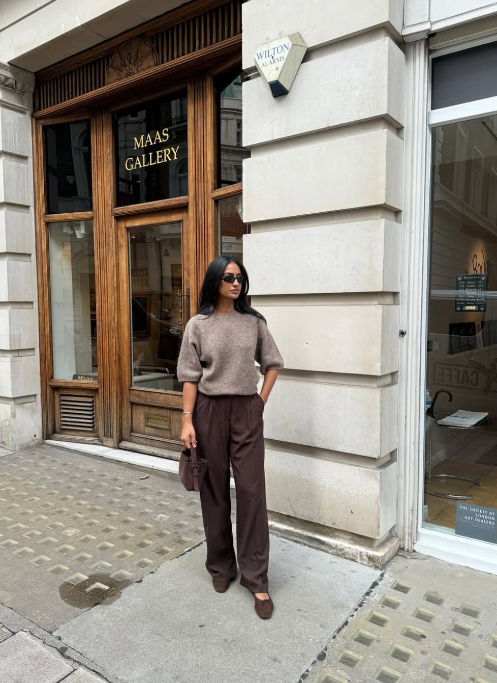 Taupe Knit Sweater With Brown Trousers Taupe Knit Sweater With Brown Trousers — Brown Trousers Outfit