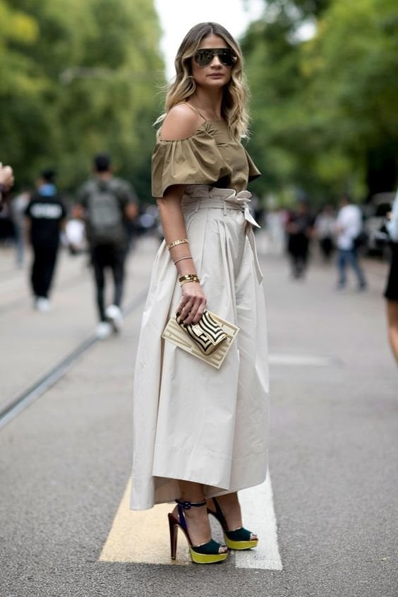 Wide Leg Skirt With Off The Shoulder Top Wide Leg Skirt With Off The Shoulder Top — Brunch Outfits
