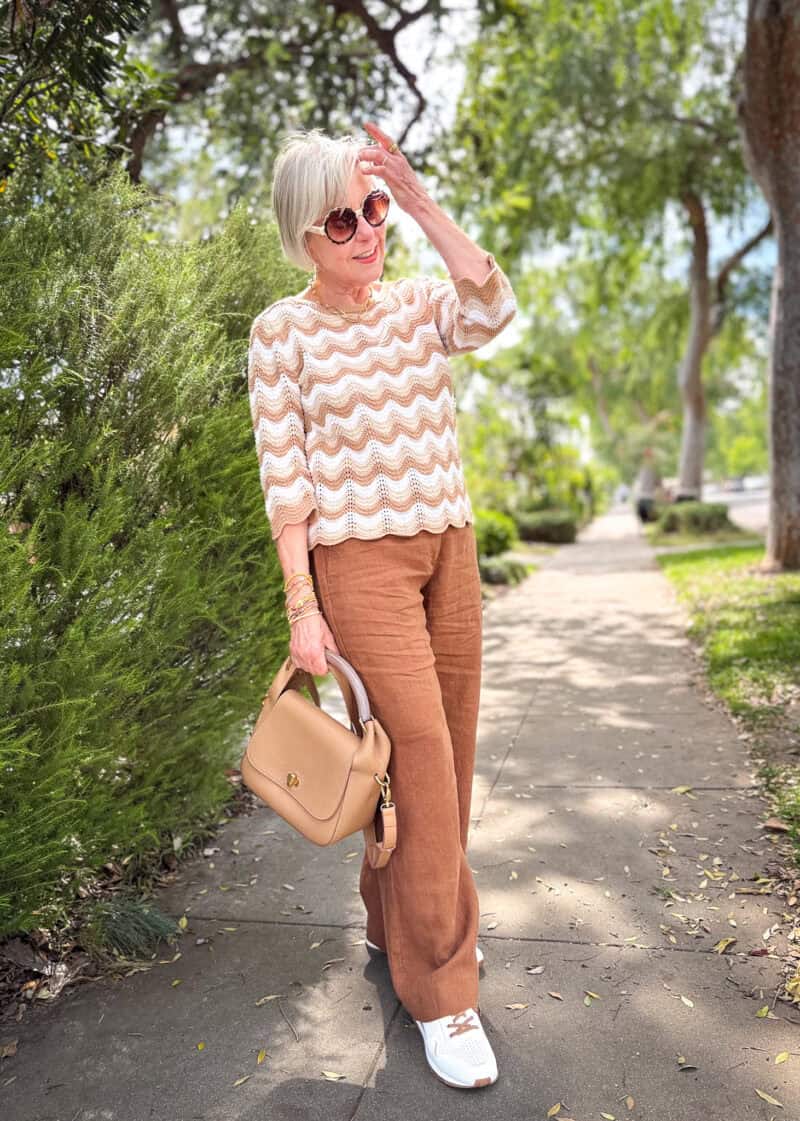 Linen Trousers And White Knit Top Linen Trousers And White Knit Top — Brunch Outfits