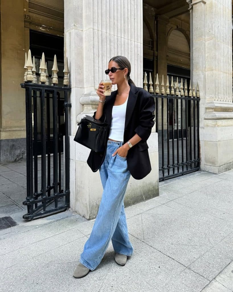 Oversized Blazer With Wide Leg Jeans For Brunch Oversized Blazer With Wide Leg Jeans For Brunch — Brunch Outfits