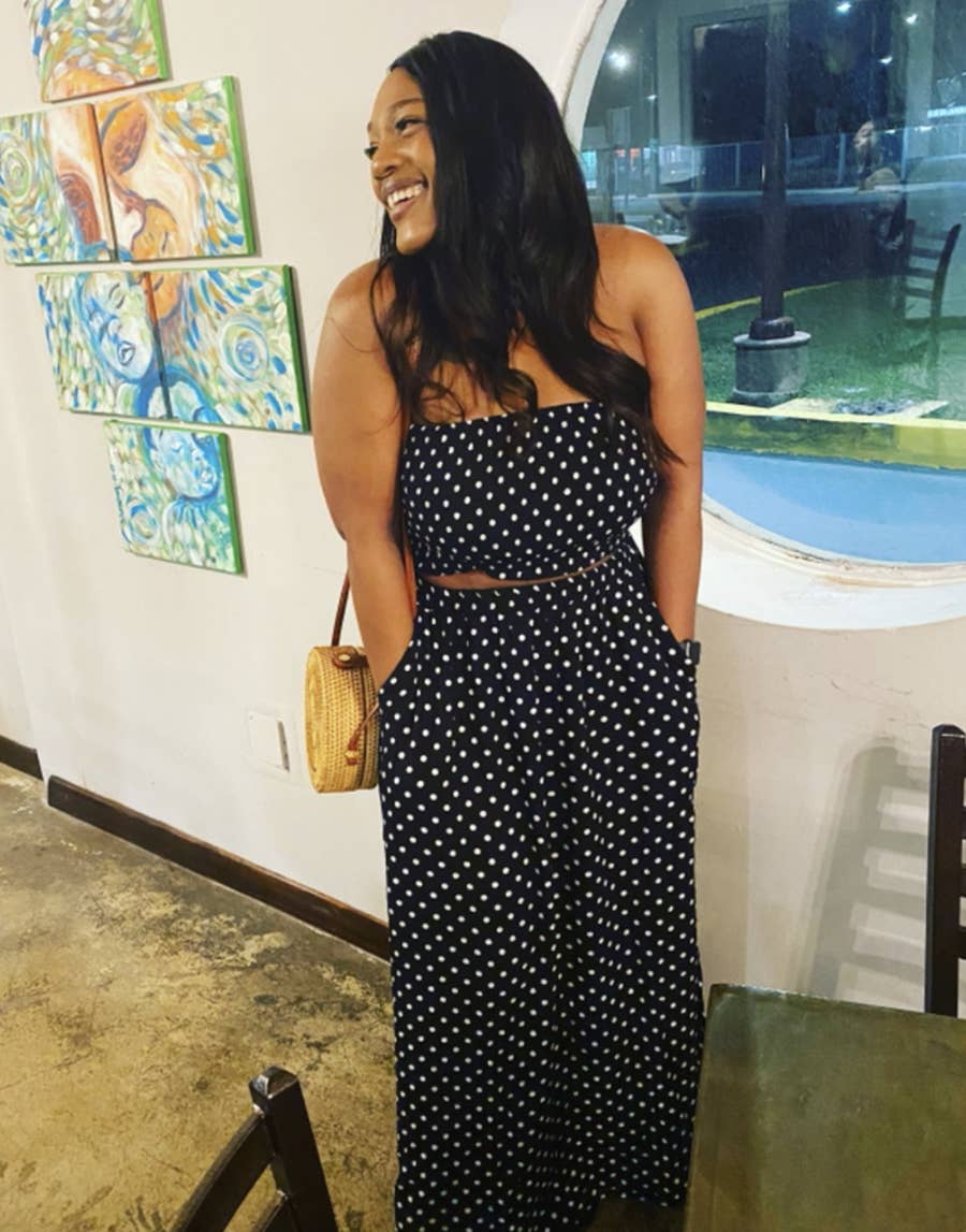 Black and white polka dot bandeau top and trousers Black and white polka dot bandeau top and trousers — Brunch Outfits Black Women