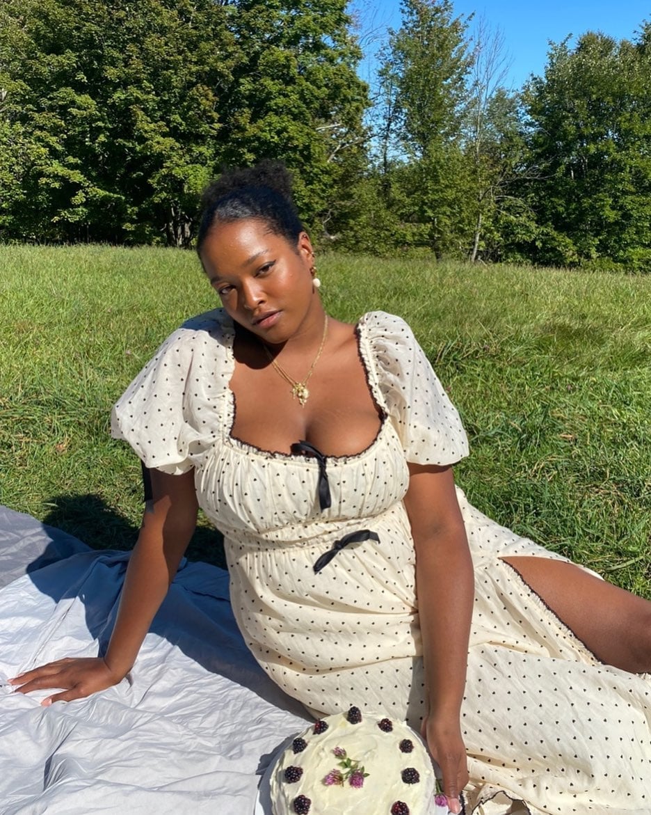 Cream and black polka dot maxi dress with puff sleeves Cream and black polka dot maxi dress with puff sleeves — Brunch Outfits Black Women