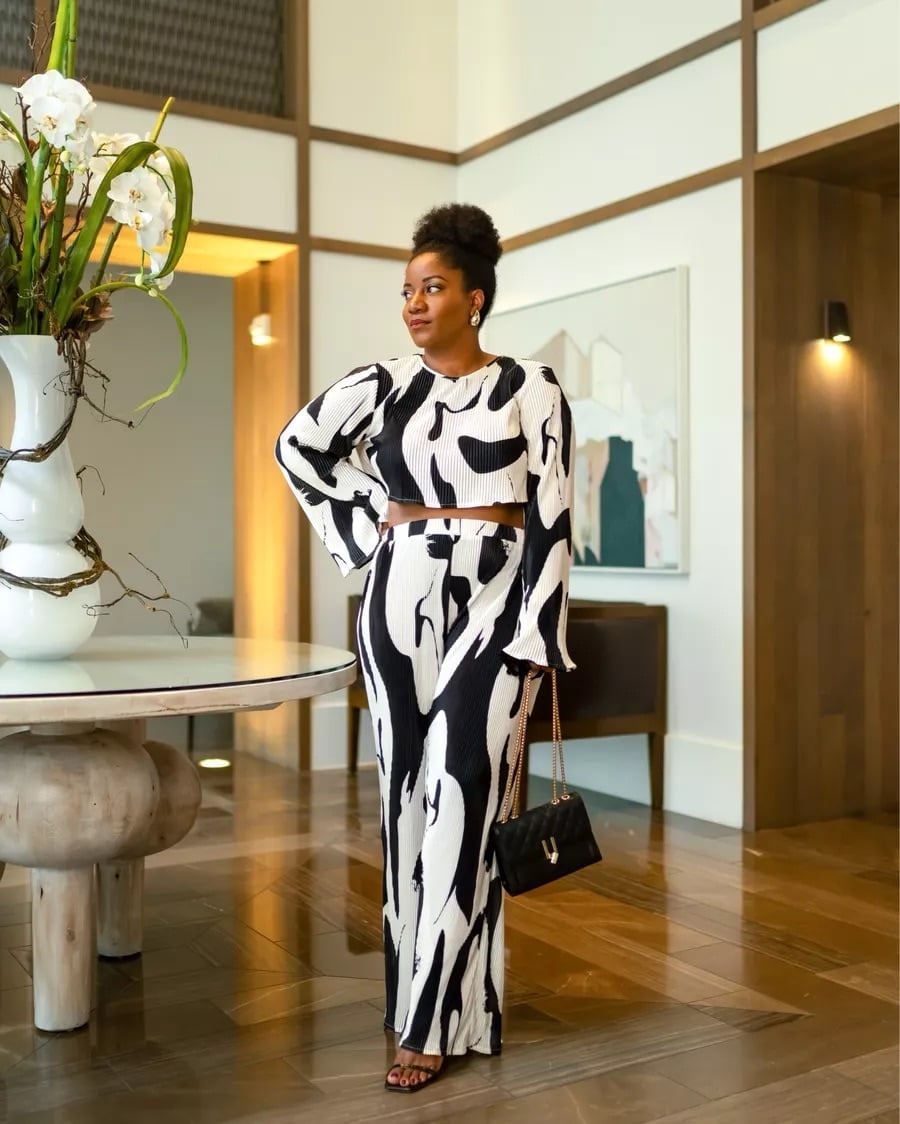 Pleated monochrome print set for brunch Pleated monochrome print set for brunch — Brunch Outfits Black Women