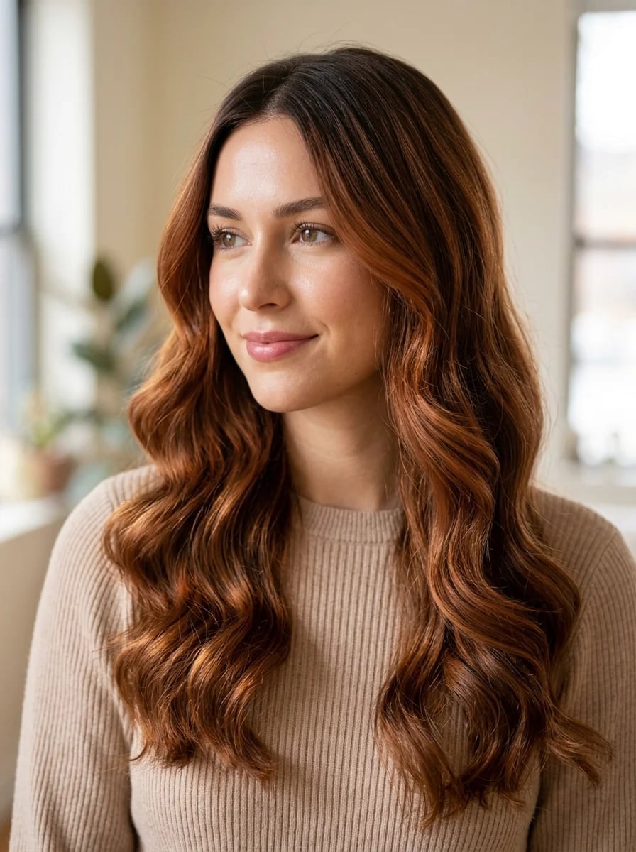 Dark Brown With Warm Copper Highlights Dark Brown With Warm Copper Highlights — Brunette Hair Colors