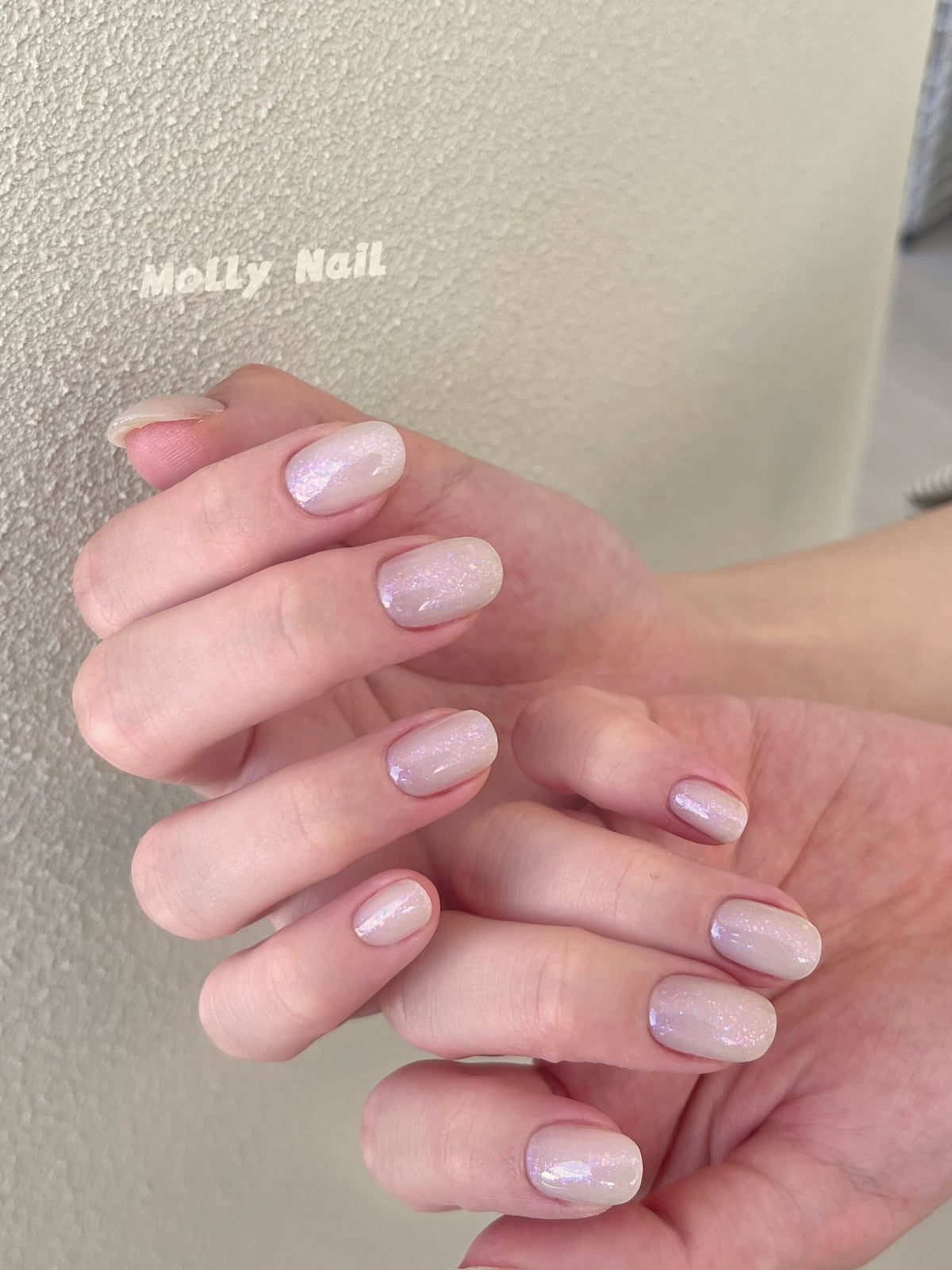 Short Oval Sheer Pink Shimmer Nails, Creating A Delicate Sparkle Short Oval Sheer Pink Shimmer Nails, Creating A Delicate Sparkle — Builder Gel Nails