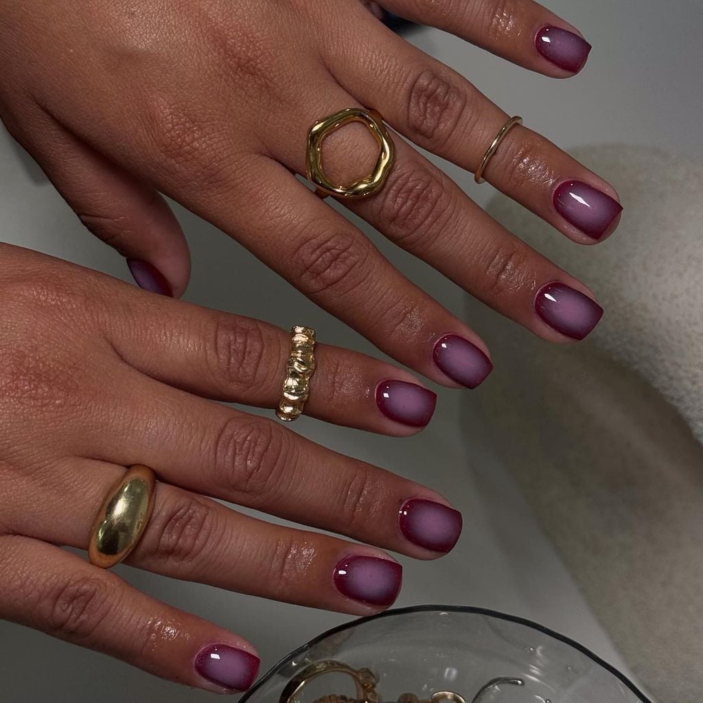 Short Soft Square Matte Ombre Nails Short Soft Square Matte Ombre Nails — Builder Gel Nails