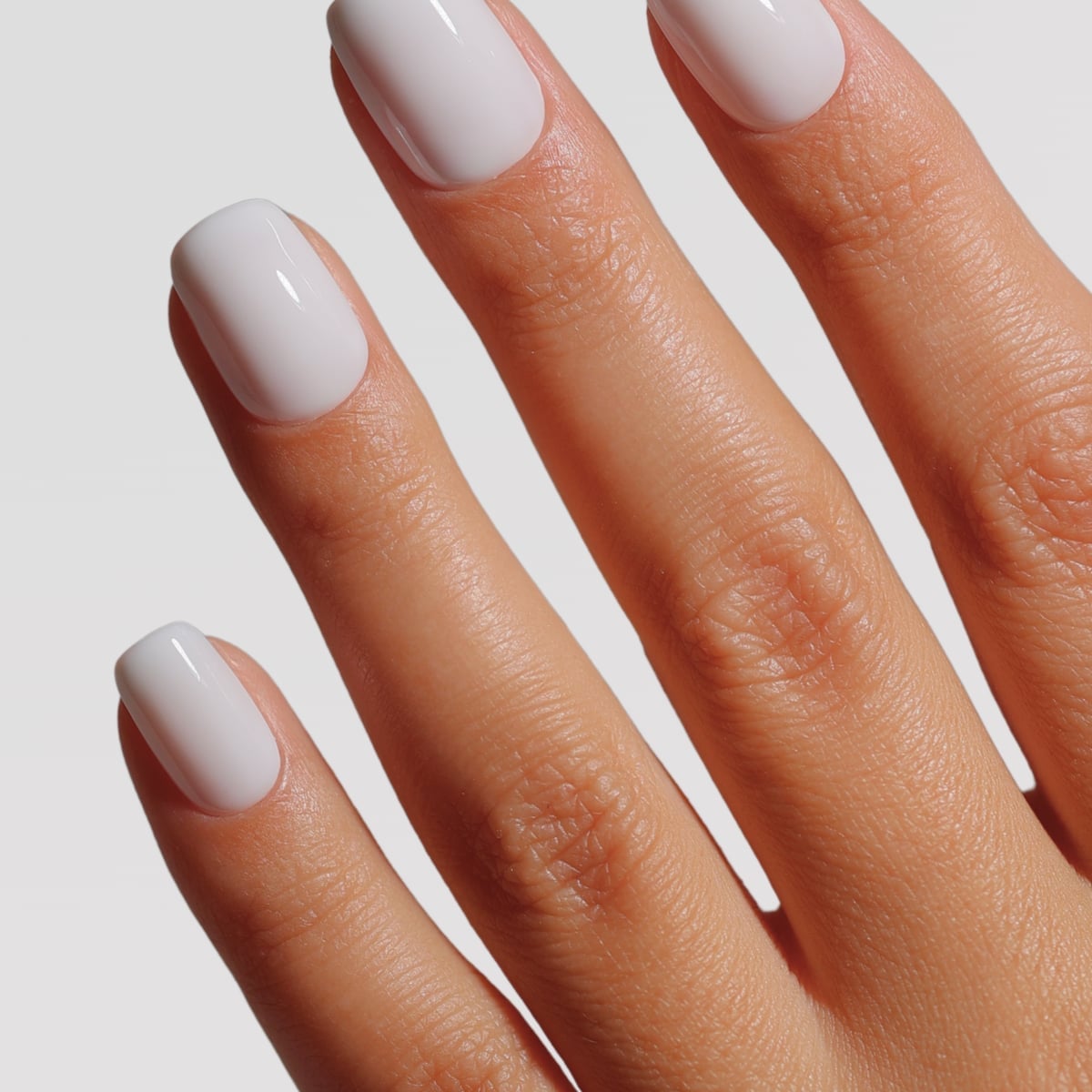 Short Creamy White Soft Square Nails Short Creamy White Soft Square Nails — Builder Gel Nails