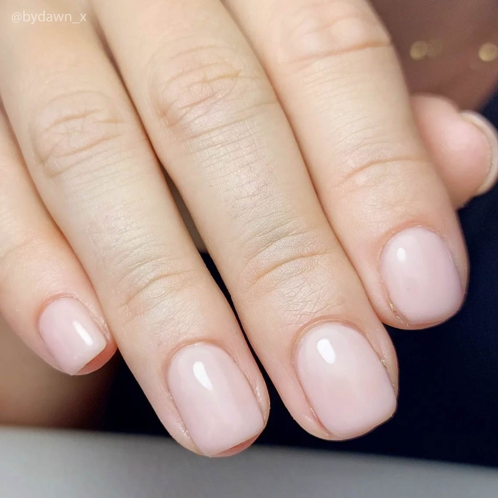 Short Soft Square Milky Pink Nails Short Soft Square Milky Pink Nails — Builder Gel Nails