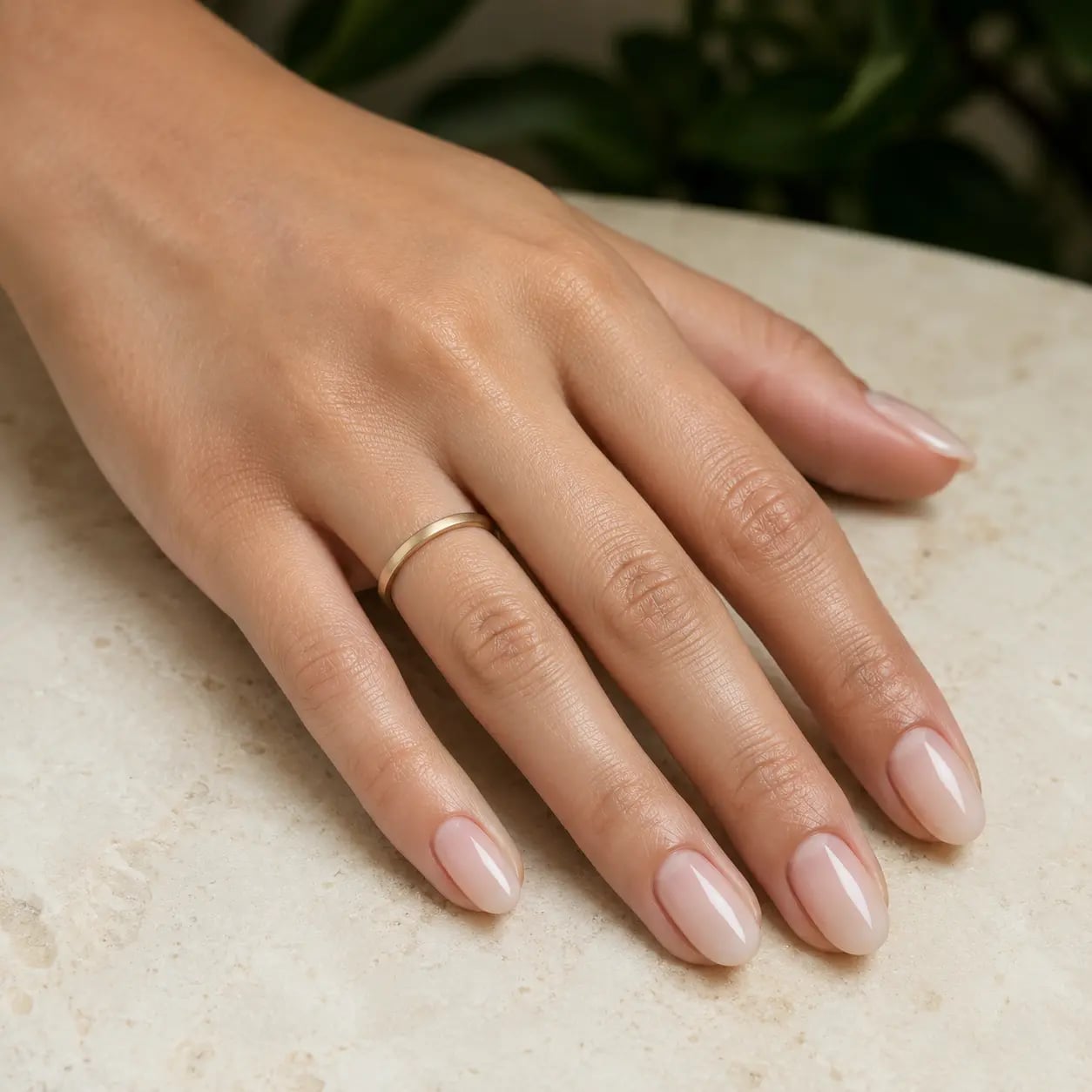 Short Almond Sheer Nude Pink Nails Short Almond Sheer Nude Pink Nails — Builder Gel Nails