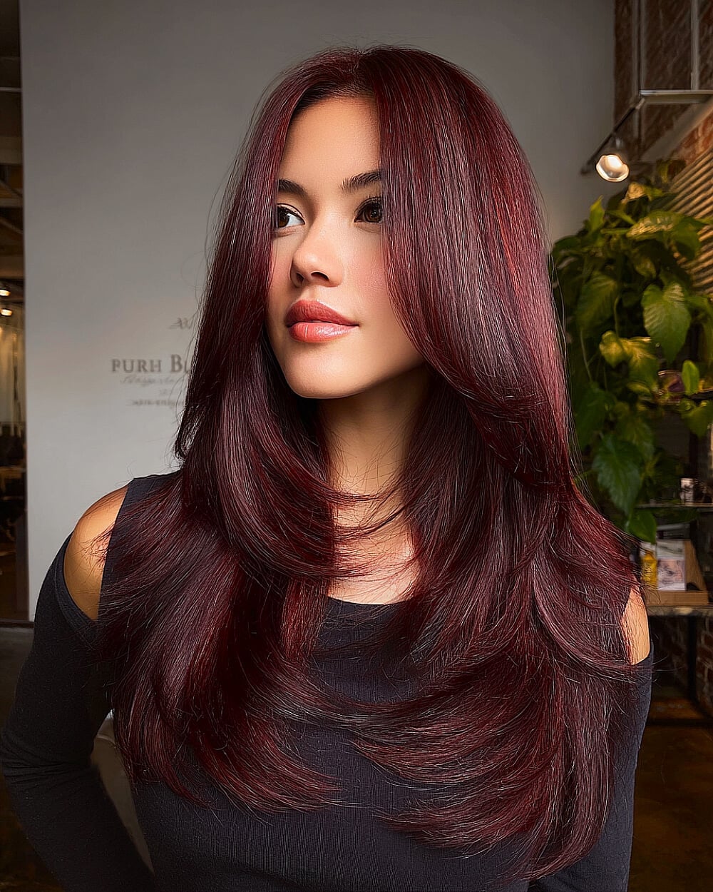 Mid-Back Deep Burgundy With Lighter Highlights Mid-Back Deep Burgundy With Lighter Highlights — Burgundy Highlights