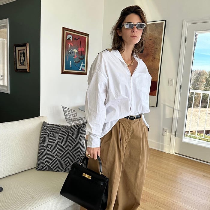 White Button Down With Tan Pleated Trousers White Button Down With Tan Pleated Trousers — Button Down Outfits