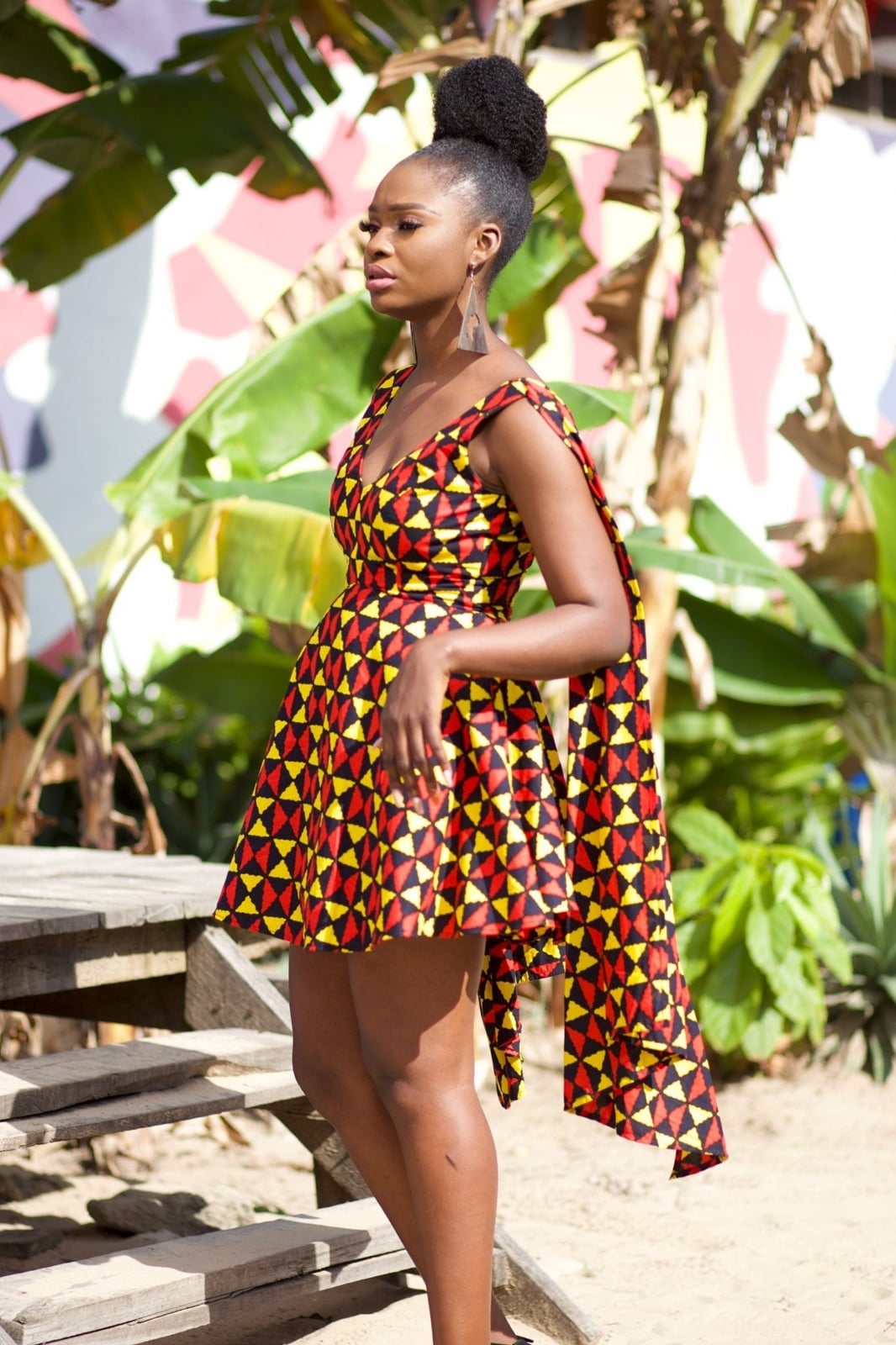 Ankara print dress with attached cape sleeves, Close-Up Take Ankara print dress with attached cape sleeves, Close-Up Take — Cape Outfits