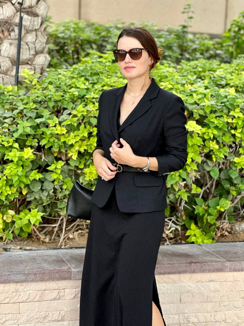 Fitted Black Blazer Over Black Dress Fitted Black Blazer Over Black Dress — Capsule Wardrobe