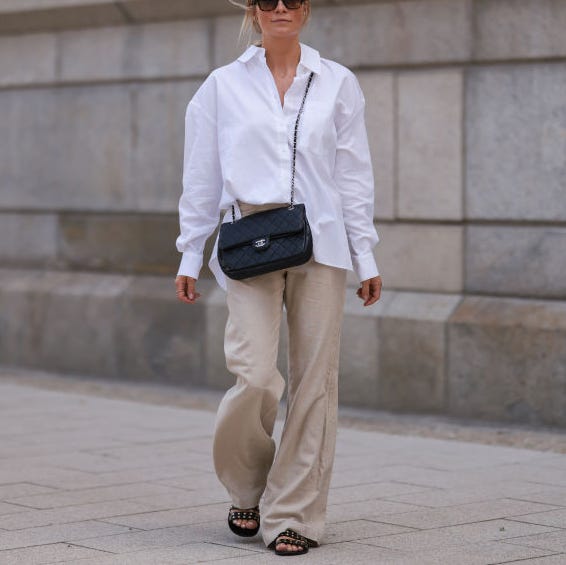Oversized White Shirt With Beige Wide Leg Linen Trousers Oversized White Shirt With Beige Wide Leg Linen Trousers — Capsule Wardrobe
