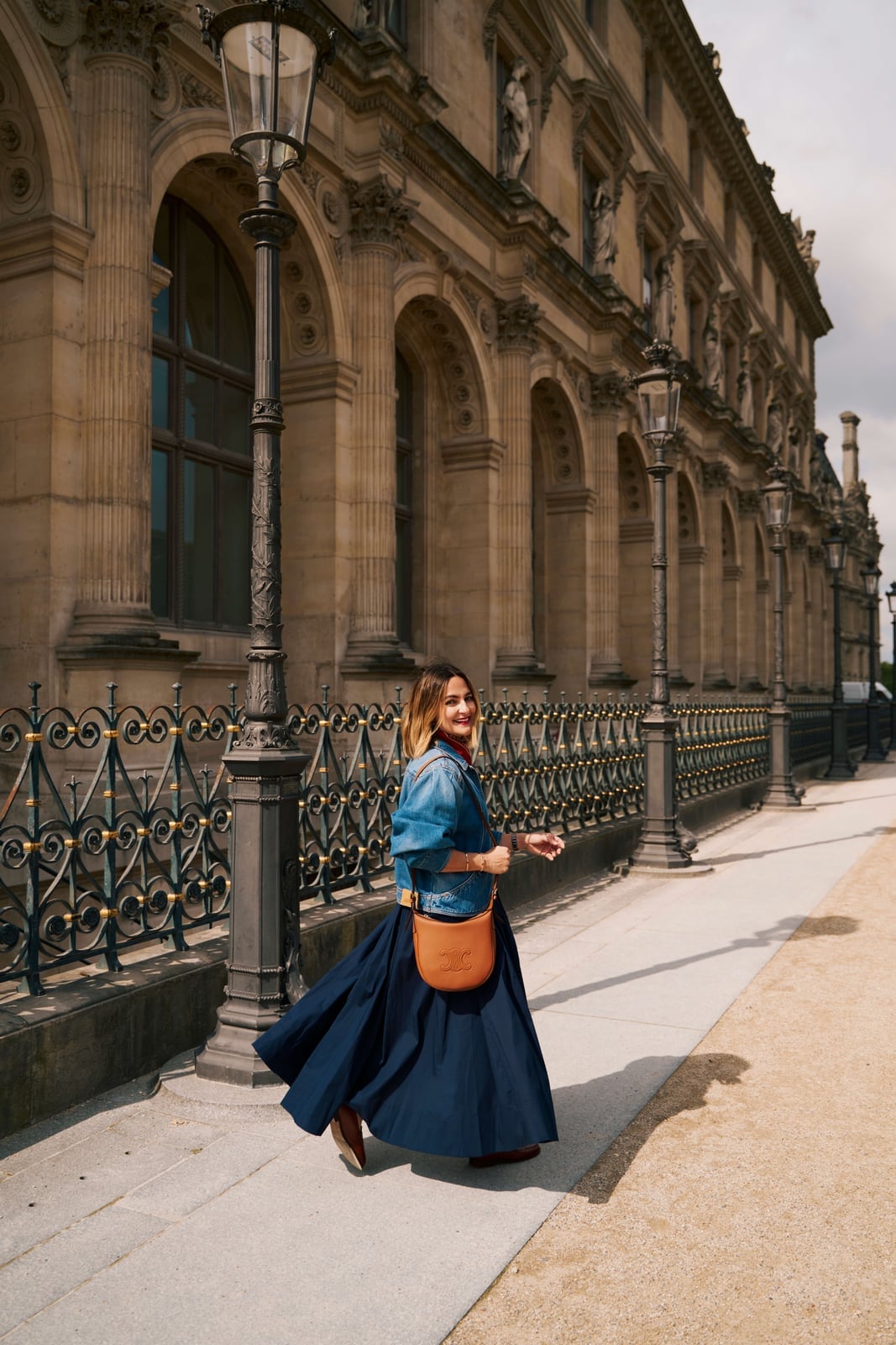 Denim Jacket With Navy Full Skirt Denim Jacket With Navy Full Skirt — Capsule Wardrobe