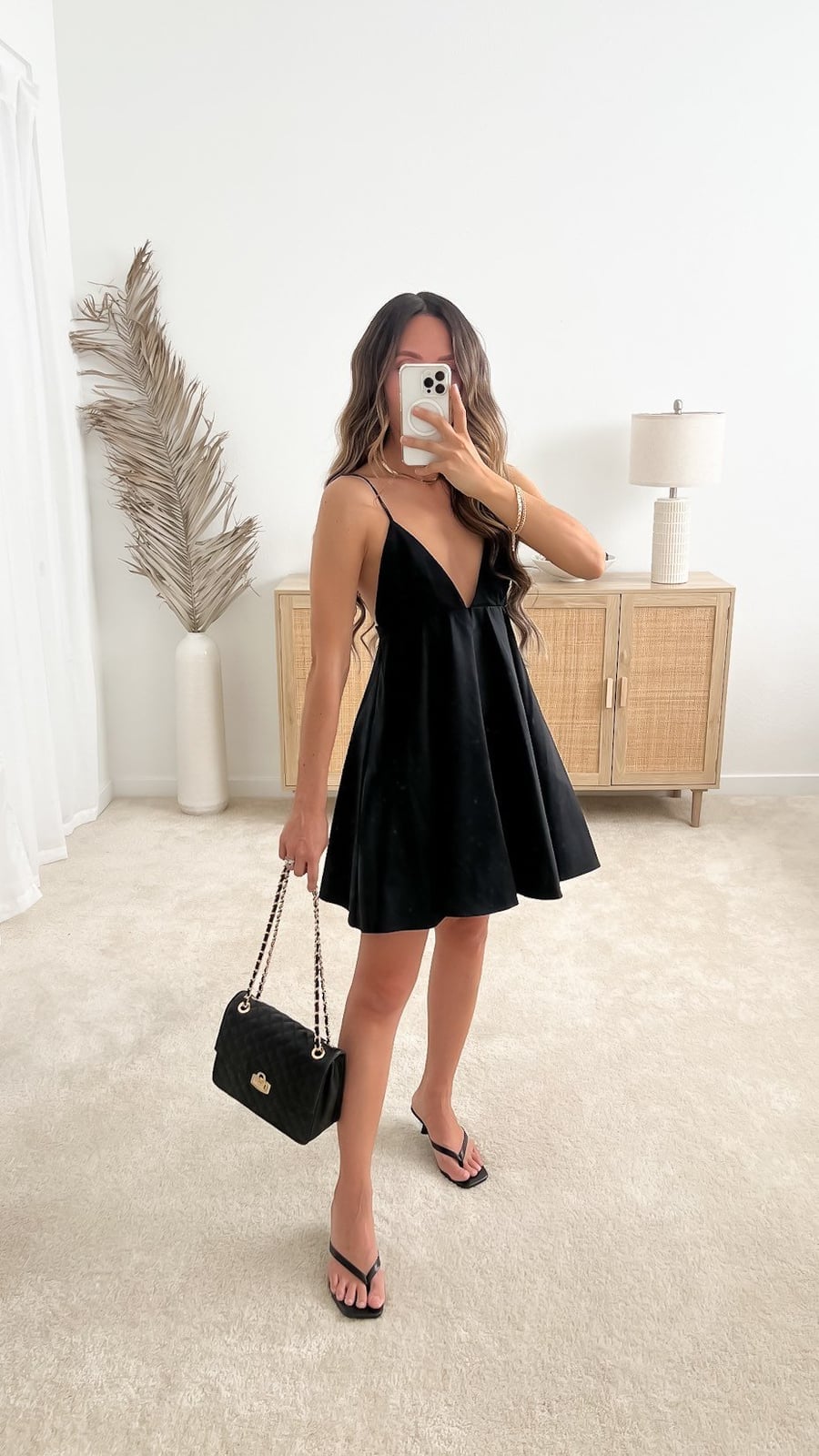 Velvet Slip Dress with Plunging Neckline Velvet Slip Dress with Plunging Neckline — Casual Date Night Outfit