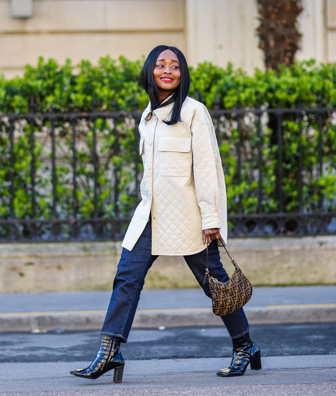 Quilted Jacket with Dark Jeans and Patent Boots Quilted Jacket with Dark Jeans and Patent Boots — Casual Date Night Outfit