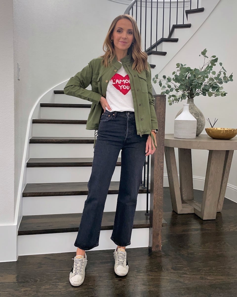 Utility Jacket with Graphic Tee and Black Jeans Utility Jacket with Graphic Tee and Black Jeans — Casual Date Night Outfit
