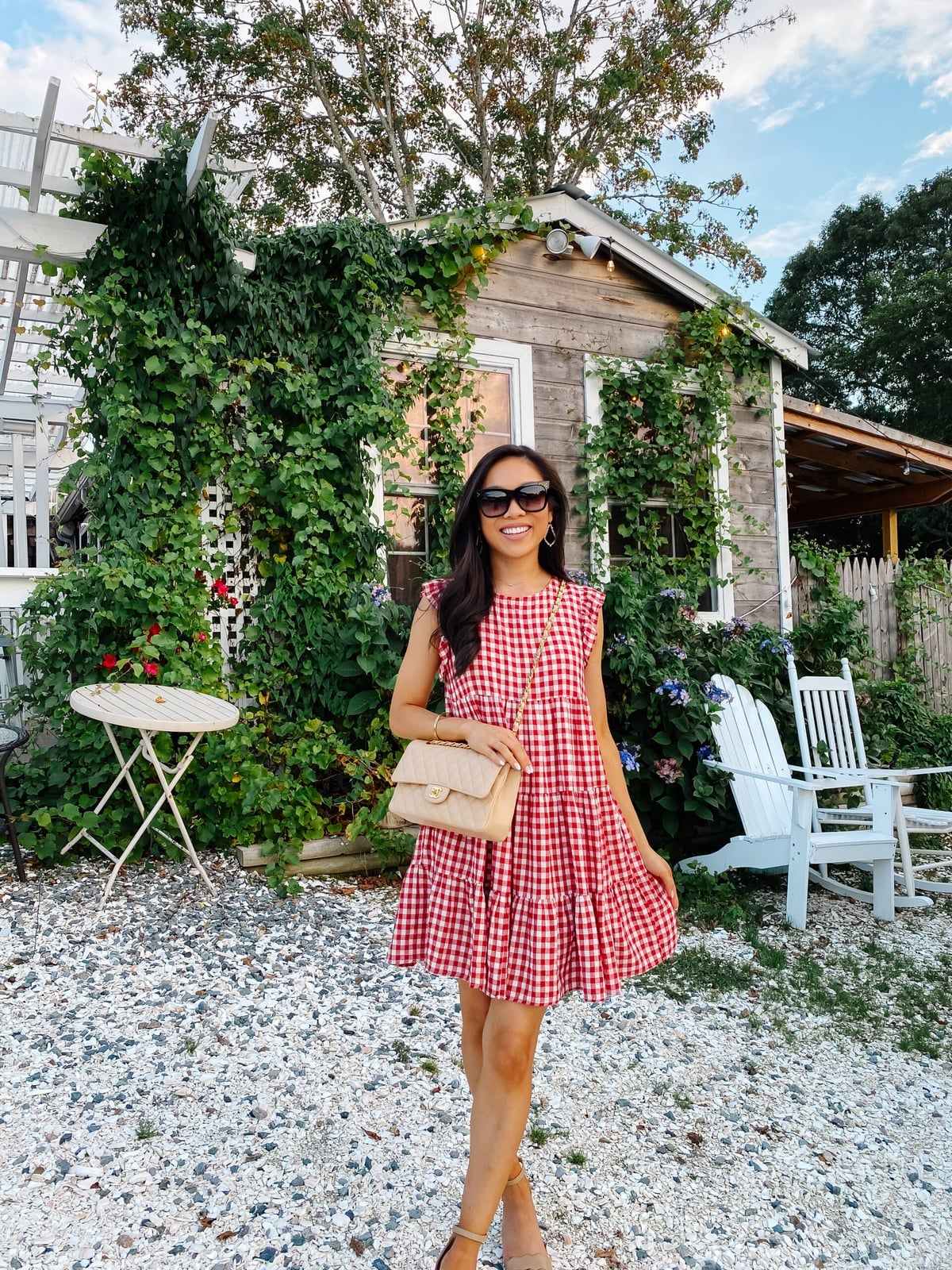 Red And White Gingham Dress With Ruffled Sleeves Red And White Gingham Dress With Ruffled Sleeves — Casual Dresses Outfits