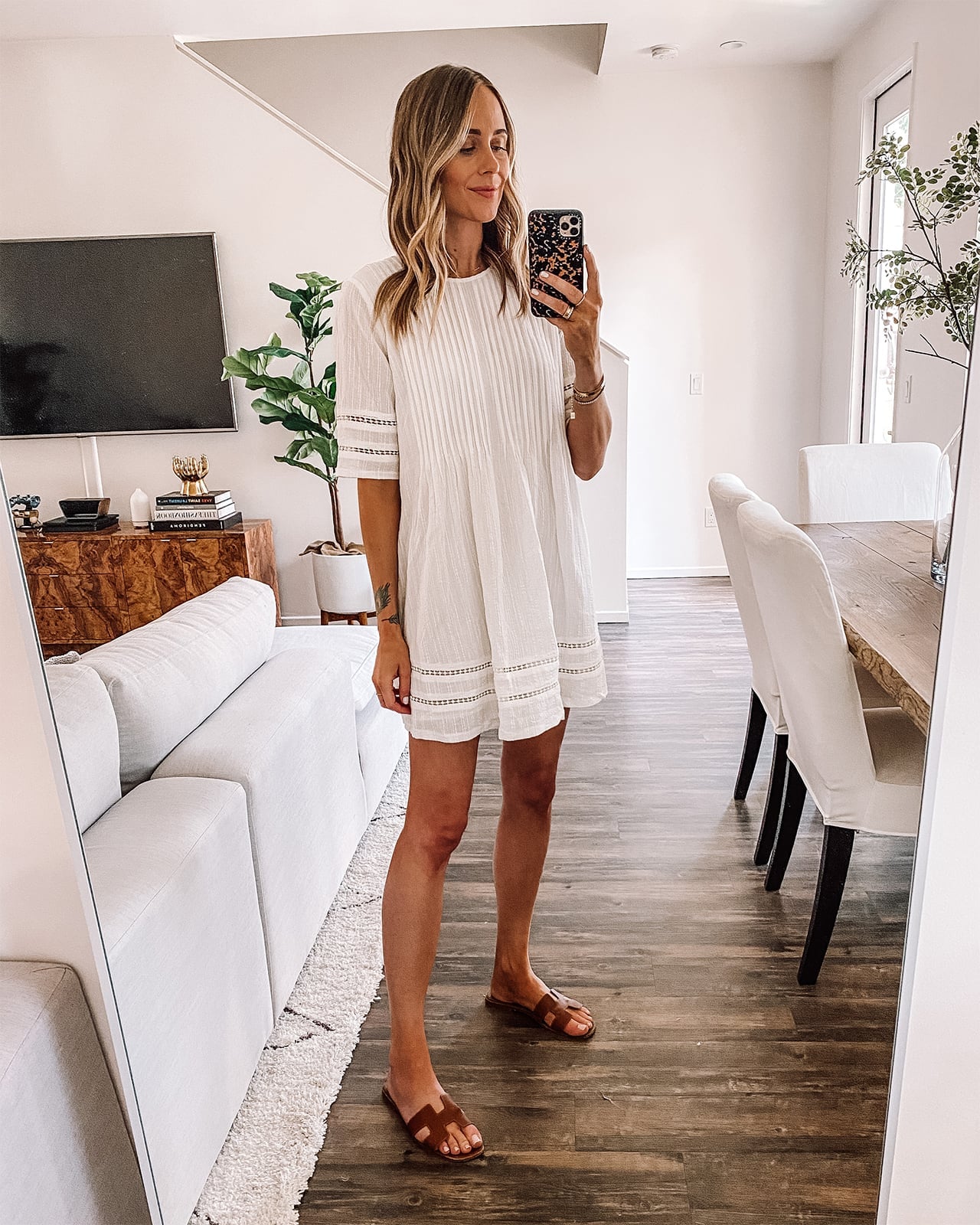 White Eyelet Mini Dress With Textured Details White Eyelet Mini Dress With Textured Details — Casual Dresses Outfits