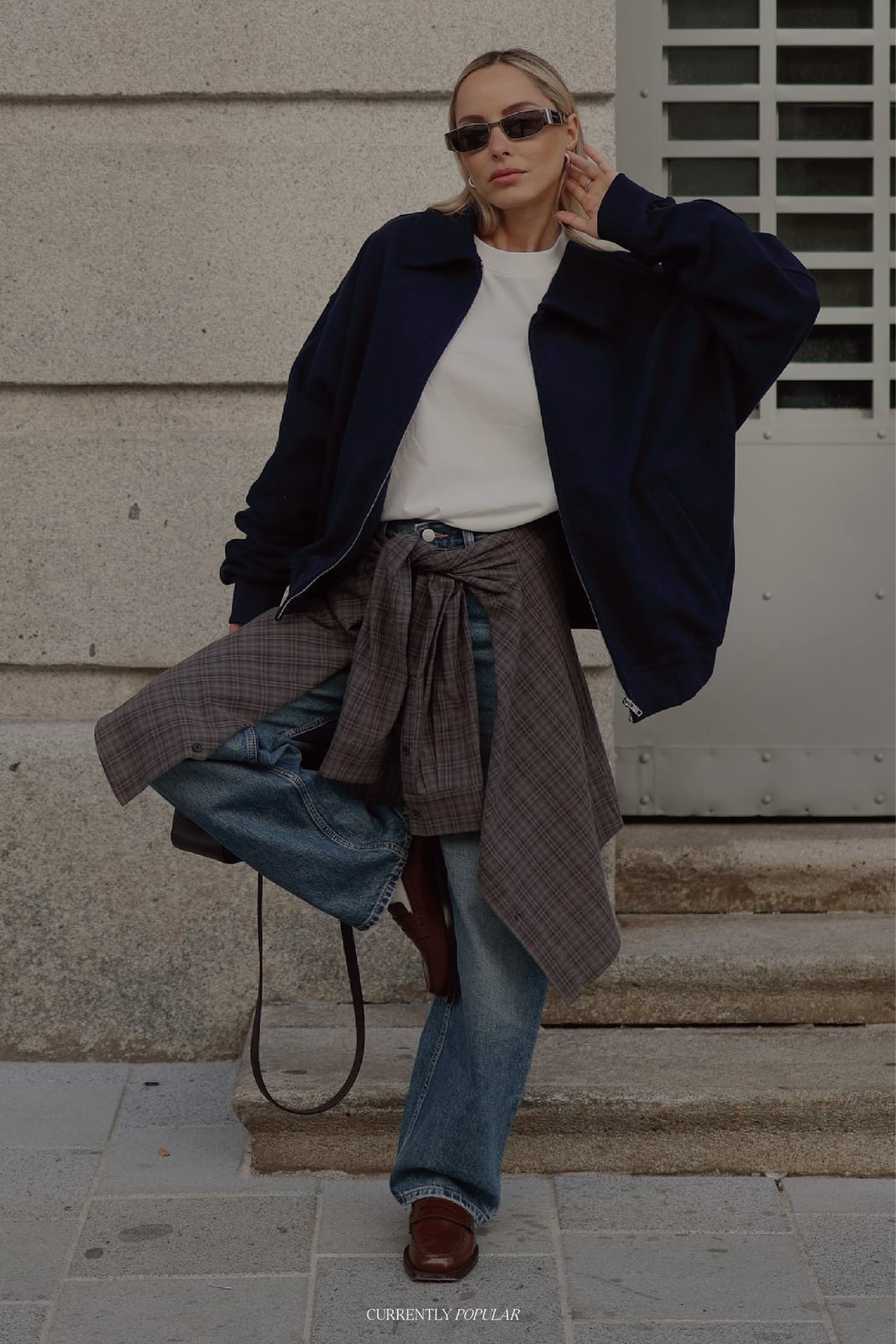 Bomber Jacket With Plaid Shirt Detail Bomber Jacket With Plaid Shirt Detail — Casual Style
