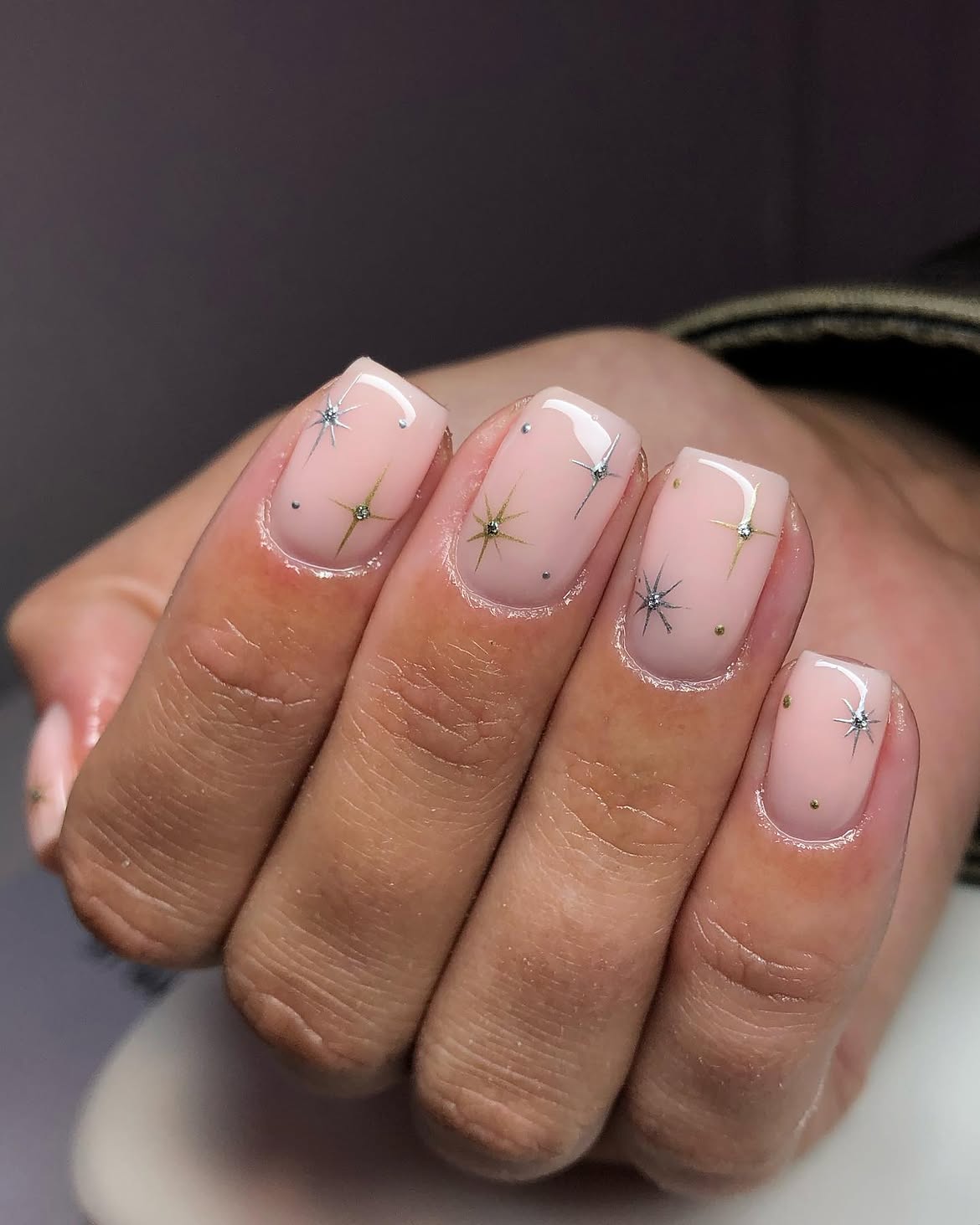 Celestial Starry Night Short Square Winter Nails