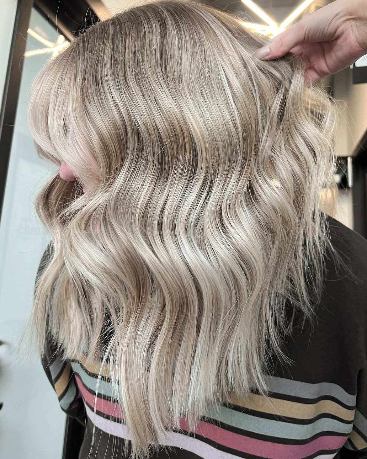 Champagne Blonde Balayage With Soft Waves
