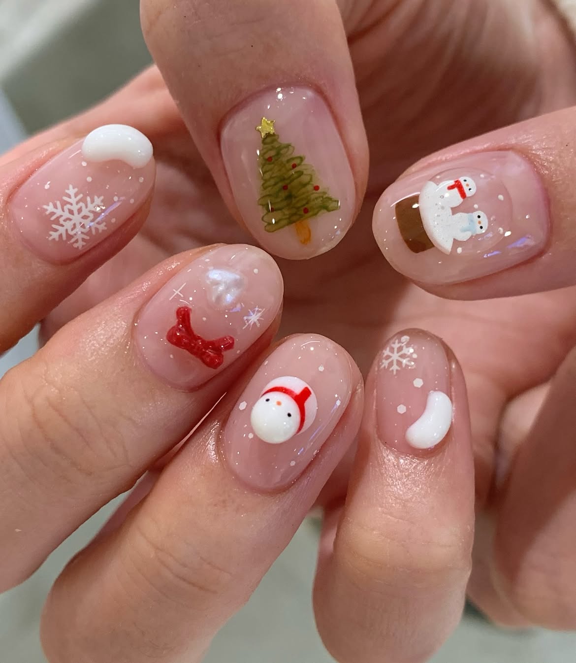 Charming Snow Globe Christmas Nail Art