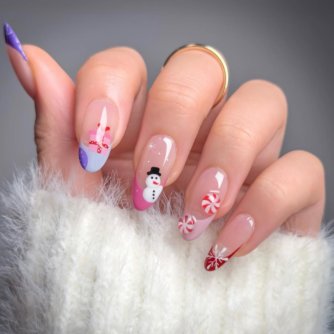 Charming Snowman Christmas Nail Art