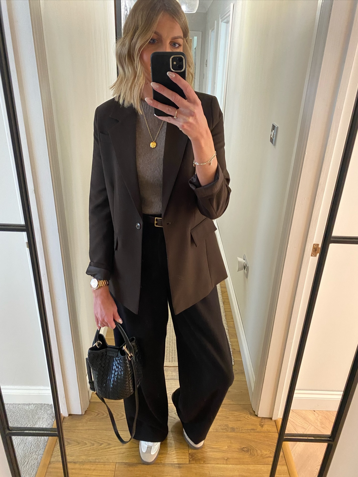 Chic Blazer and Wide Leg Trouser Work Ensemble