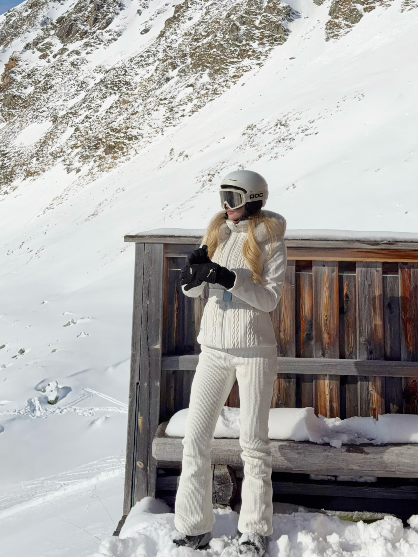 Chic Cream Cable Knit Ski Suit