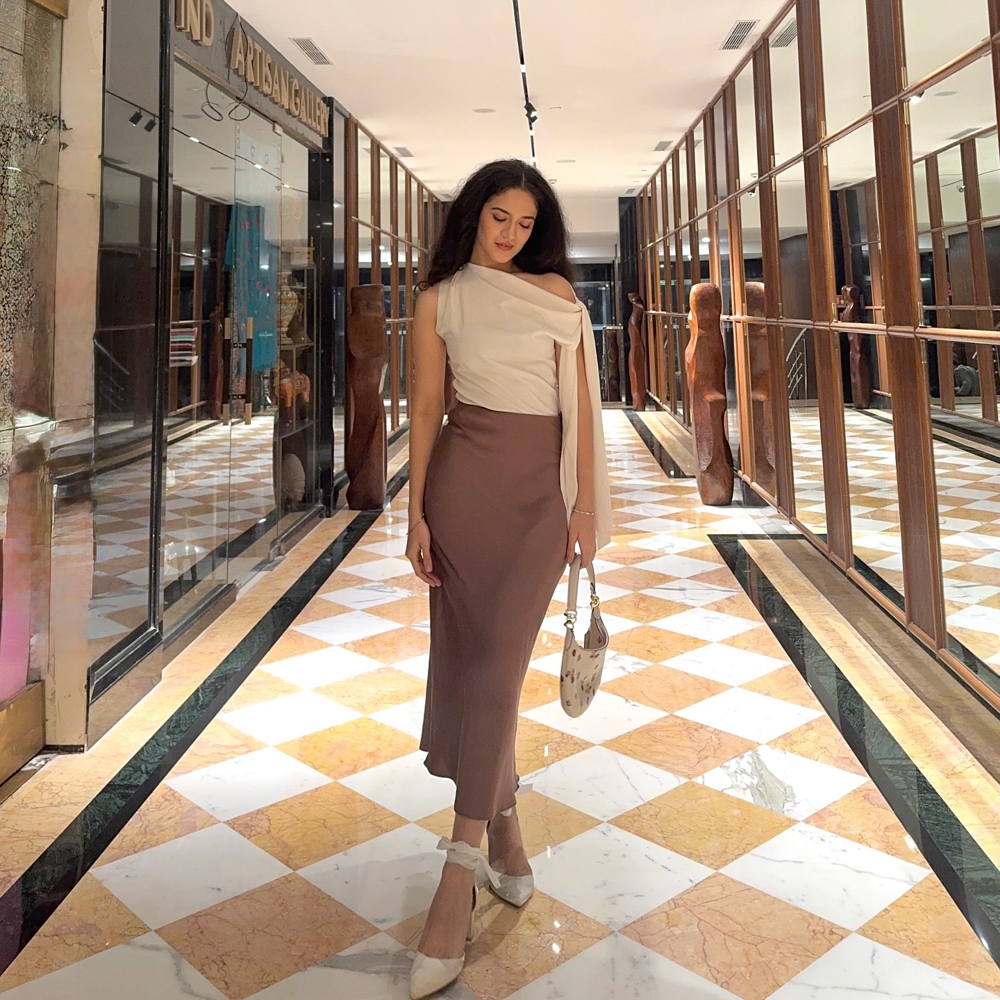 Chic Drape Top And Midi Skirt For Winter Birthday