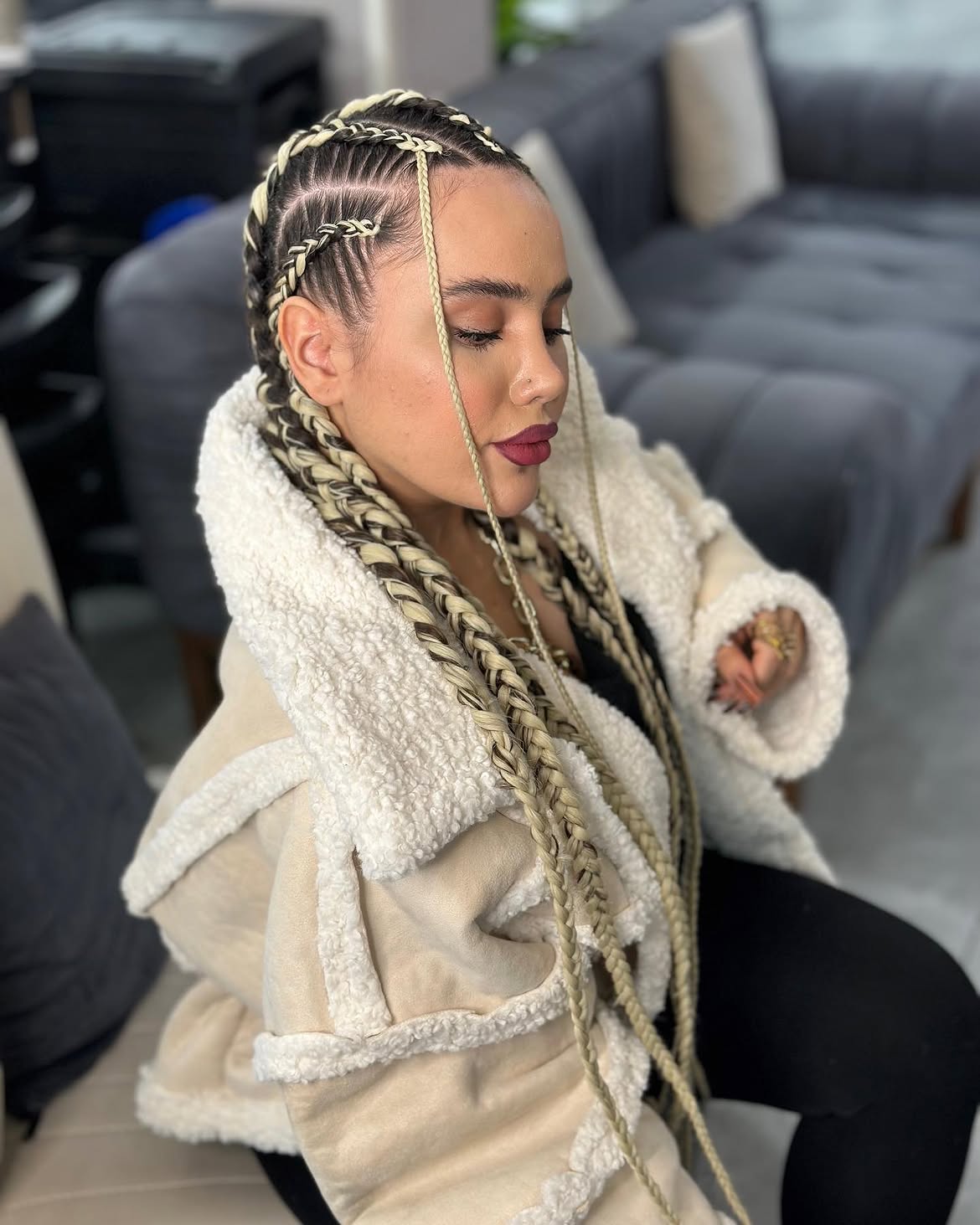 Chic Feed In Braids With Platinum Blonde Highlights