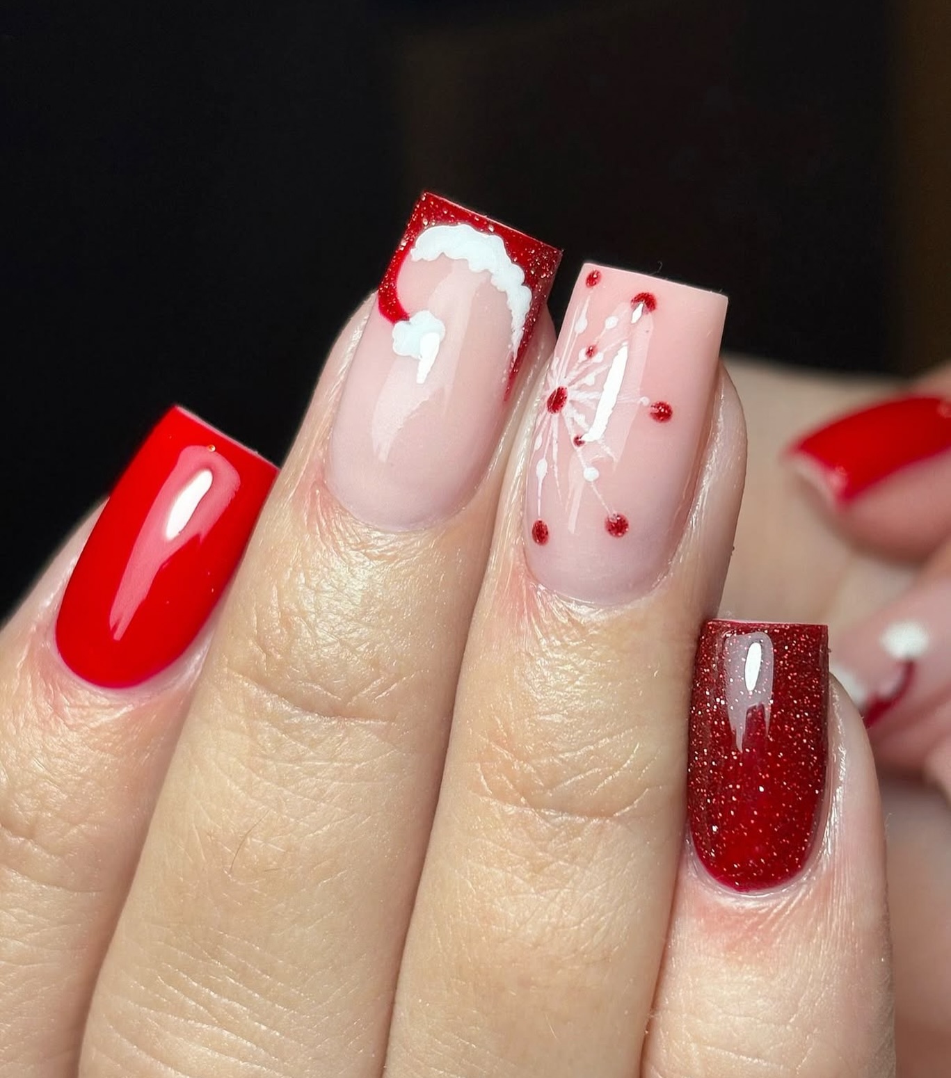 Chic Santa Hat French Tip Nails