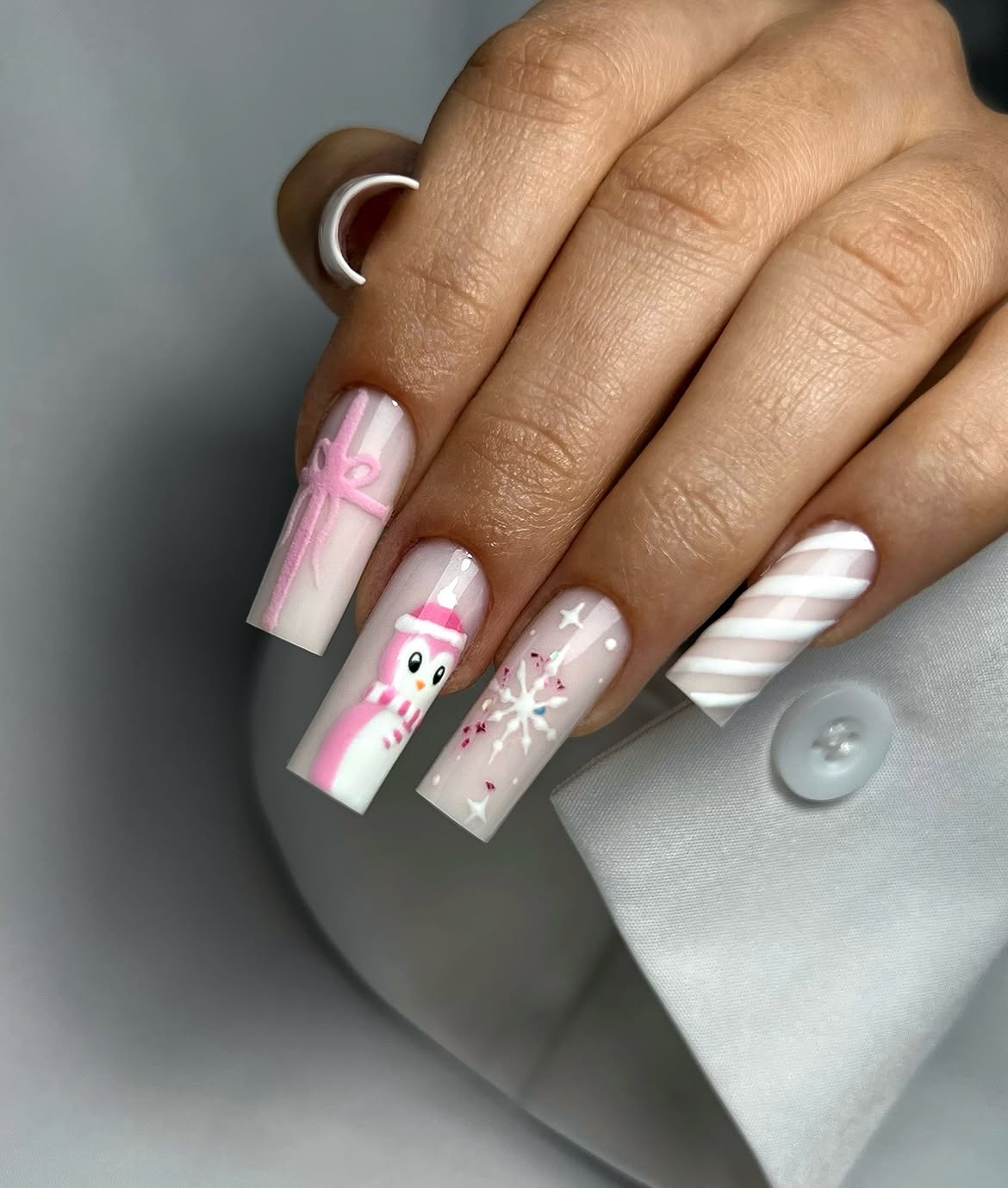 Chic Snowman Candy Cane Winter Wonderland Nails