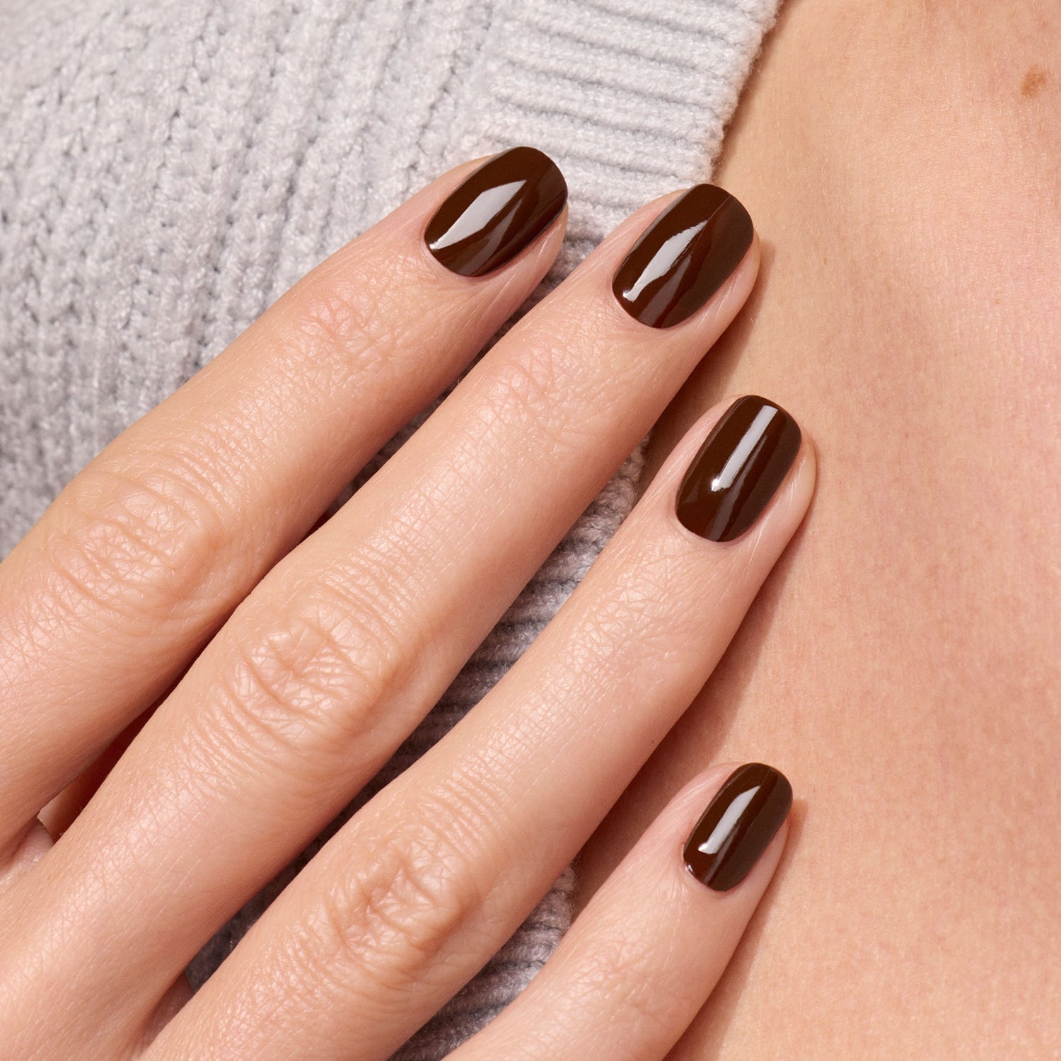 Short Oval Deep Chocolate Brown Nails, High Gloss Short Oval Deep Chocolate Brown Nails, High Gloss — Chocolate Nails