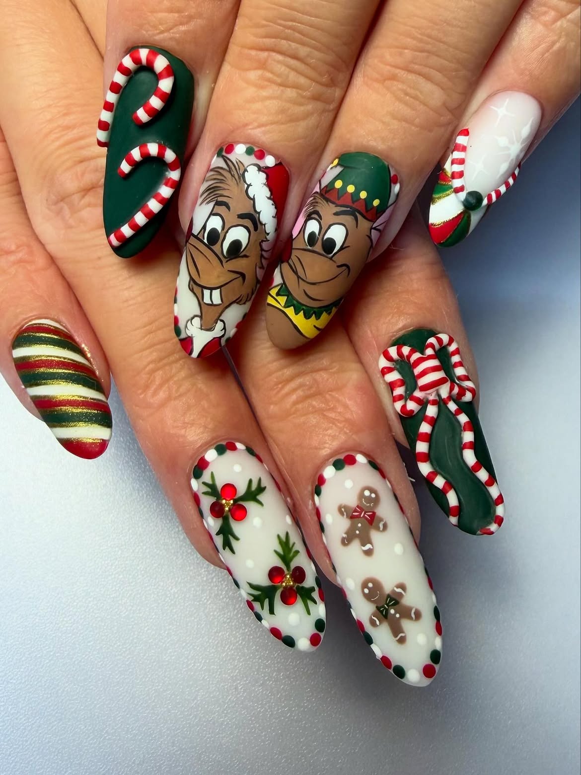 Christmas Character Matte Nail Art